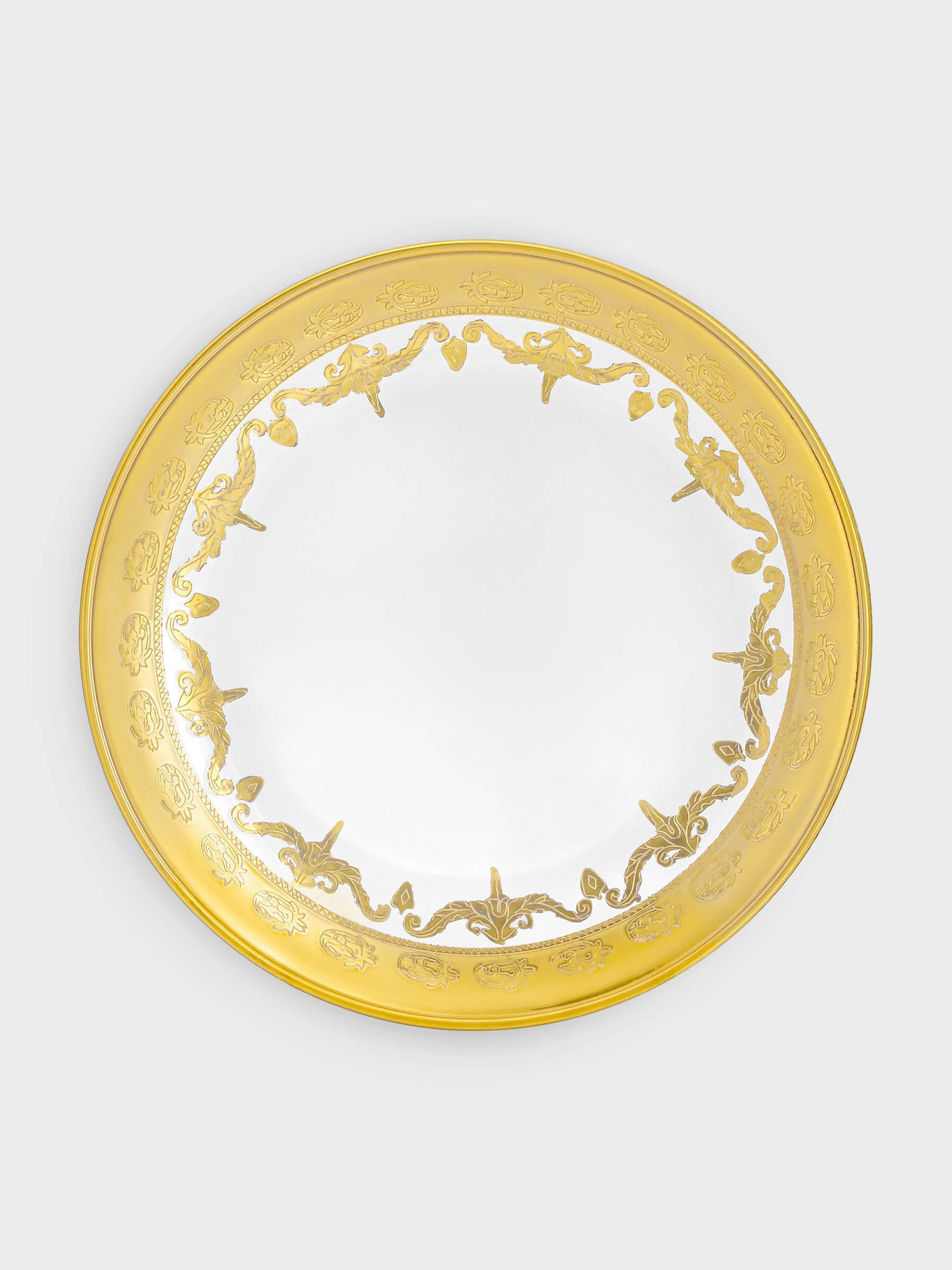 Тарелка суповая, 21,5х3 см, 4 шт, стекло, золотистая, Versailles