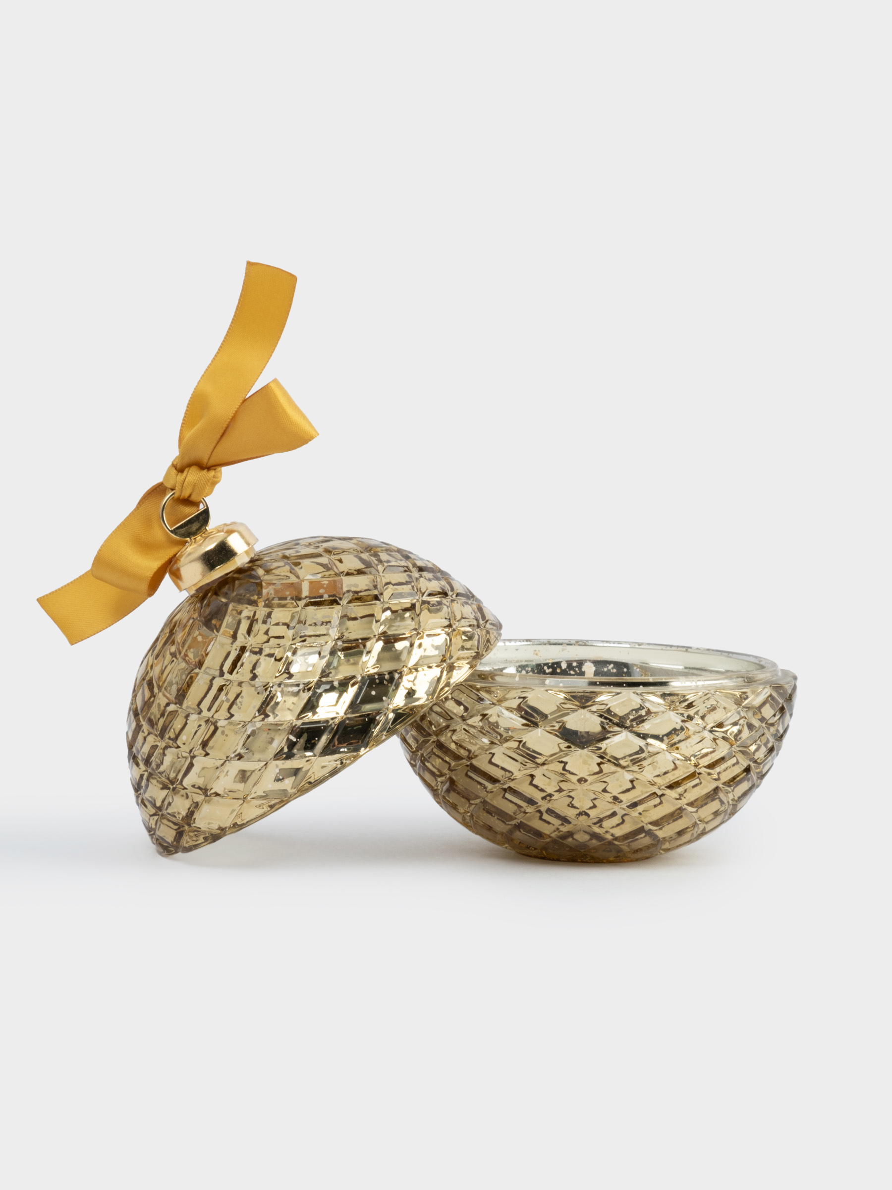 Свеча ароматическая, 11 см, в подсвечнике, стекло, золотистая, Fig Hug Ca, Шар, New year