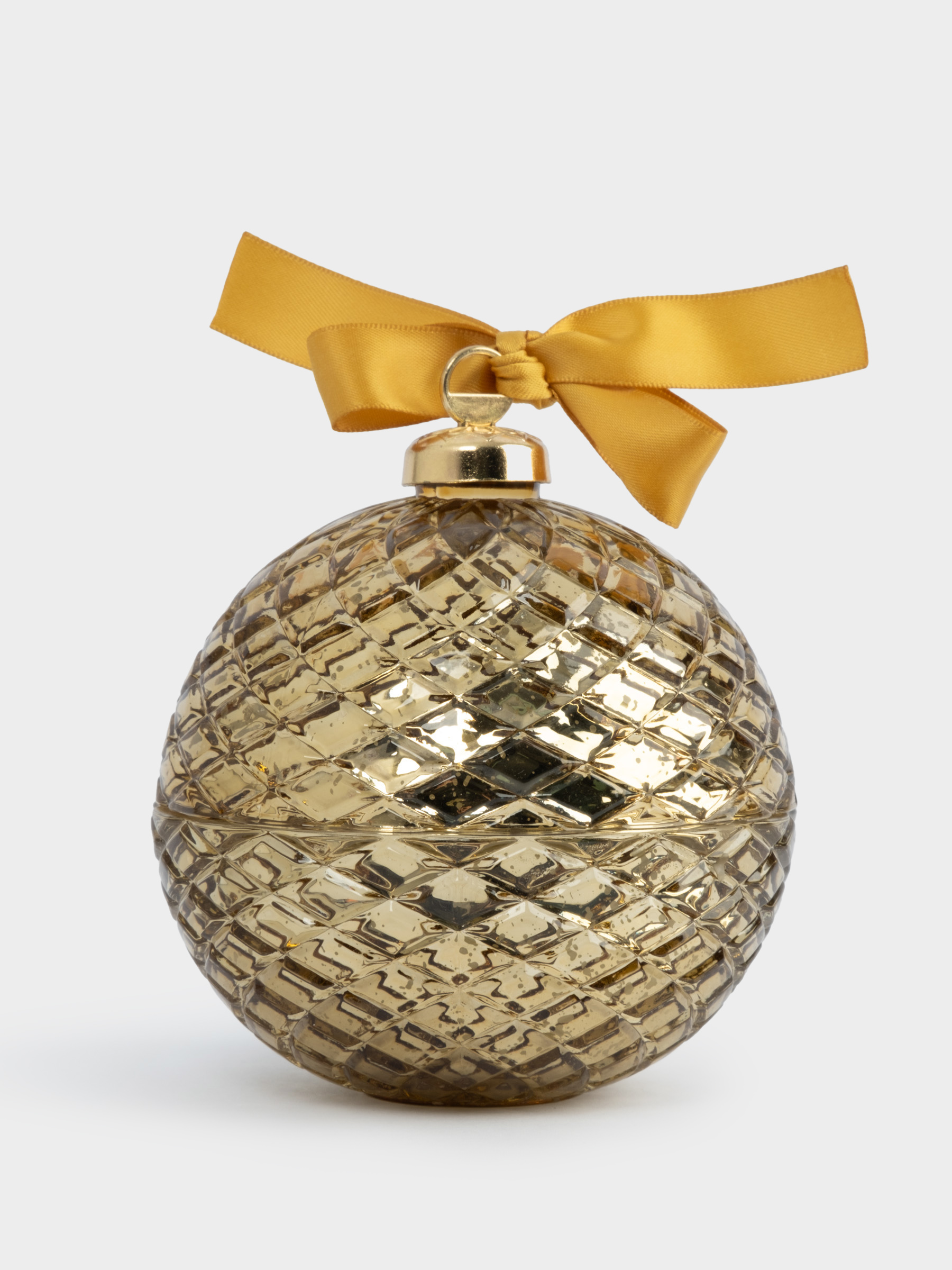 Свеча ароматическая, 11 см, в подсвечнике, стекло, золотистая, Fig Hug Ca, Шар, New year