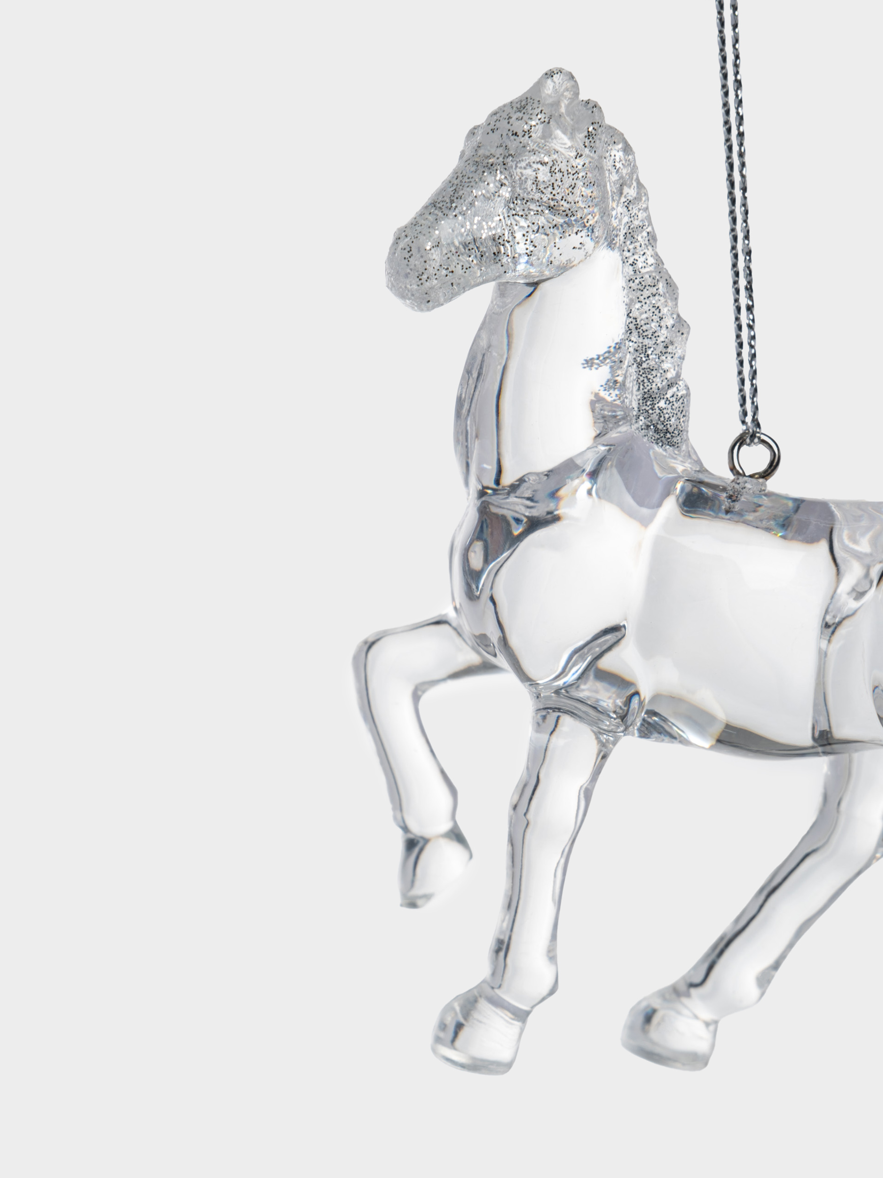 Игрушка елочная, 9 см, акрил, серебристая, Лошадь, Horse