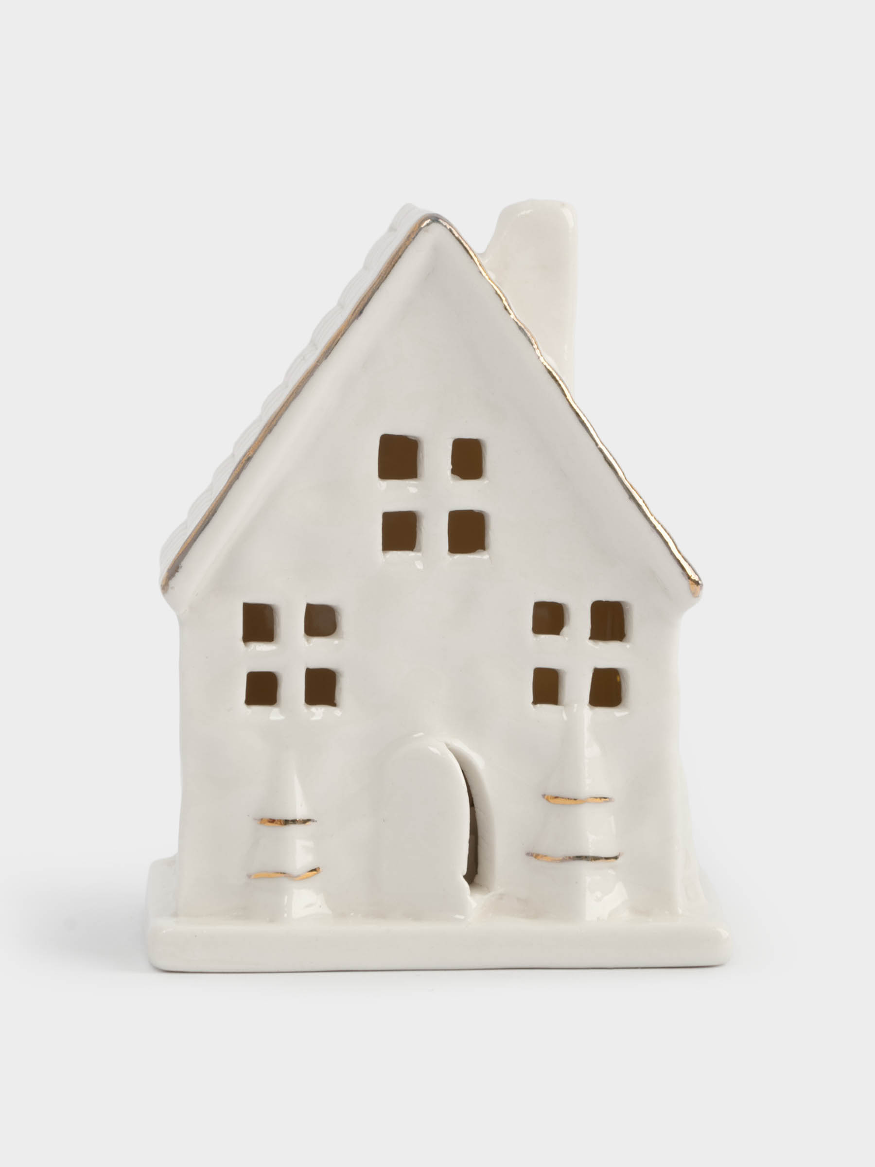 Статуэтка с подсветкой, 8 см, фарфор P, бело-золотистый, Дом, Townlet