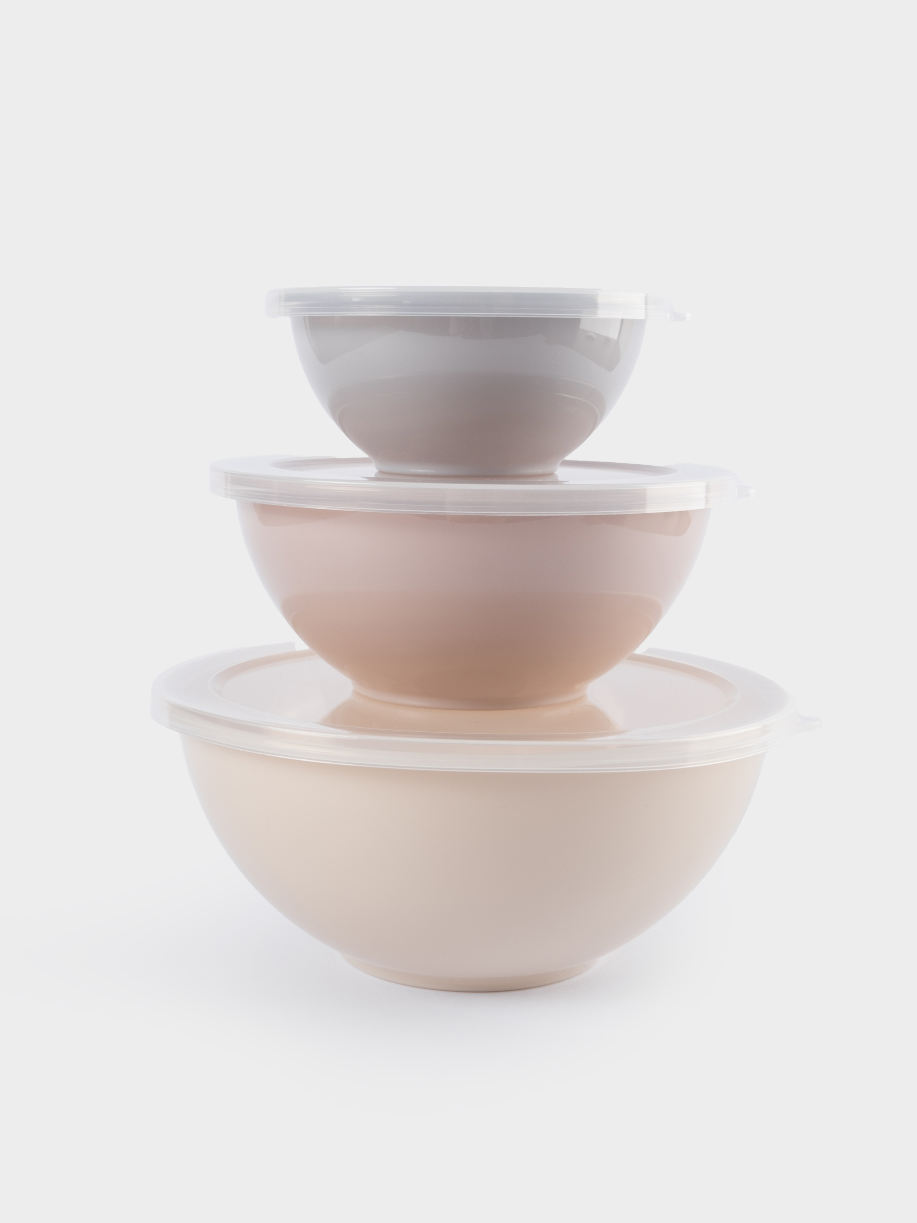 Набор мисок, 0,3/0,7/1,3 л, 3 шт, пластик, цветные, Universal