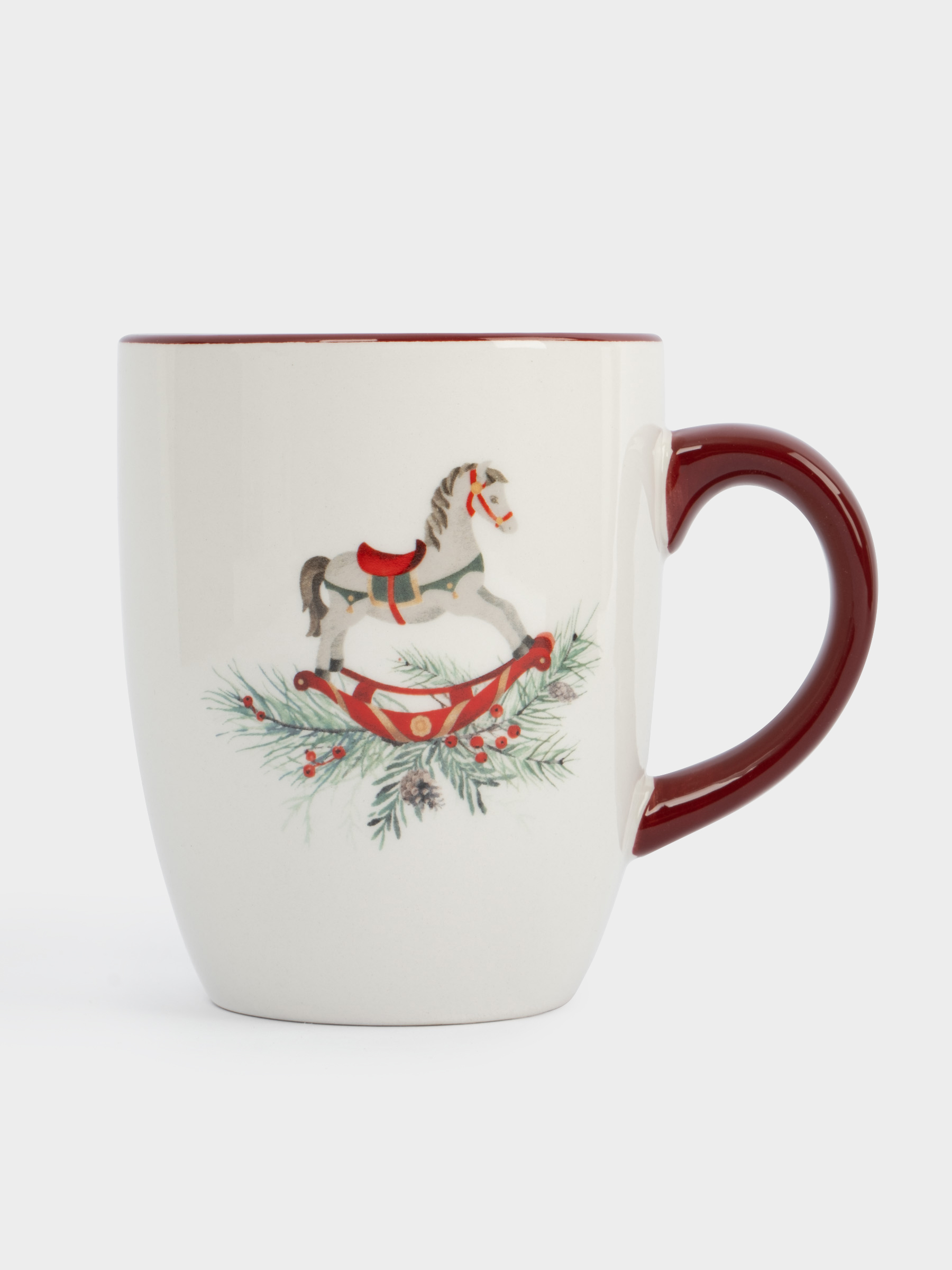 Кружка, 330 мл, керамика, красная, Лошадка, Festival