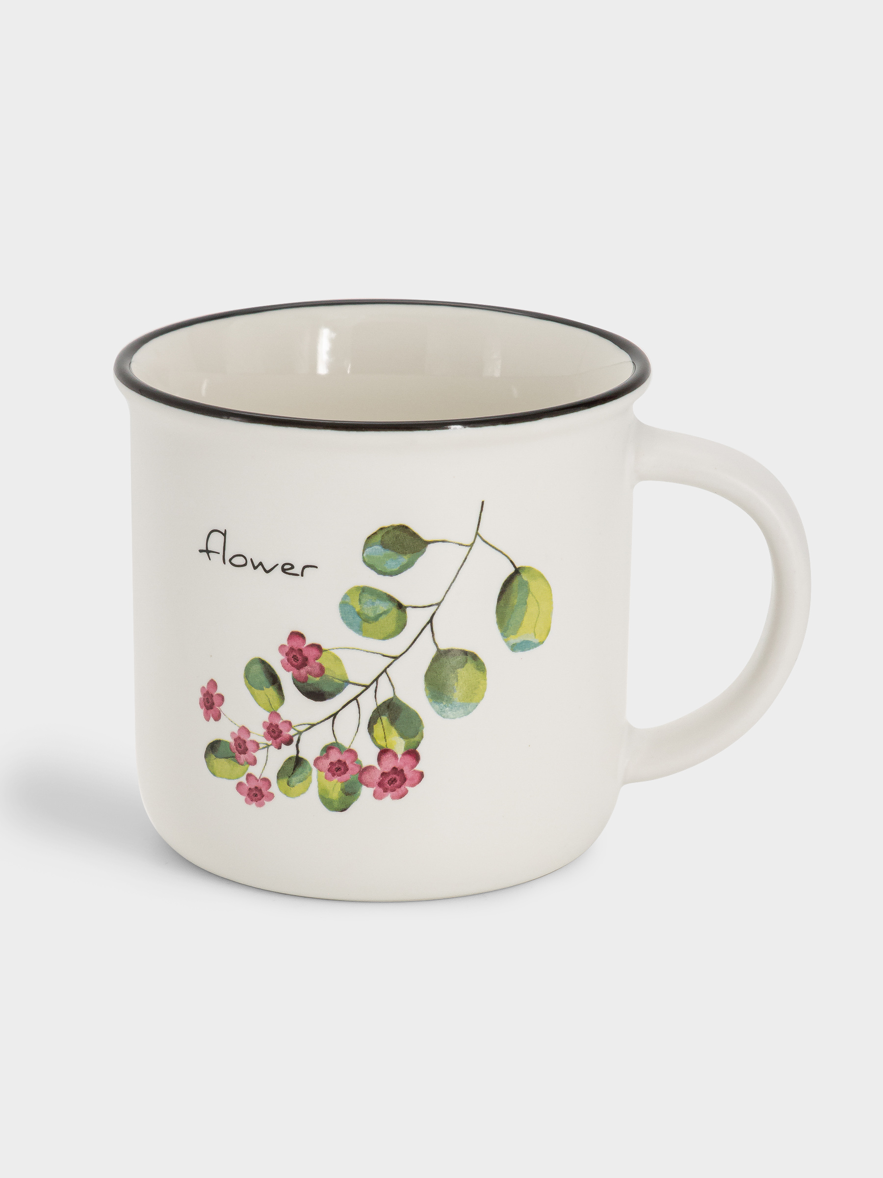 Кружка, 400 мл, фарфор N, белая, Ветка брусники, Herbarium