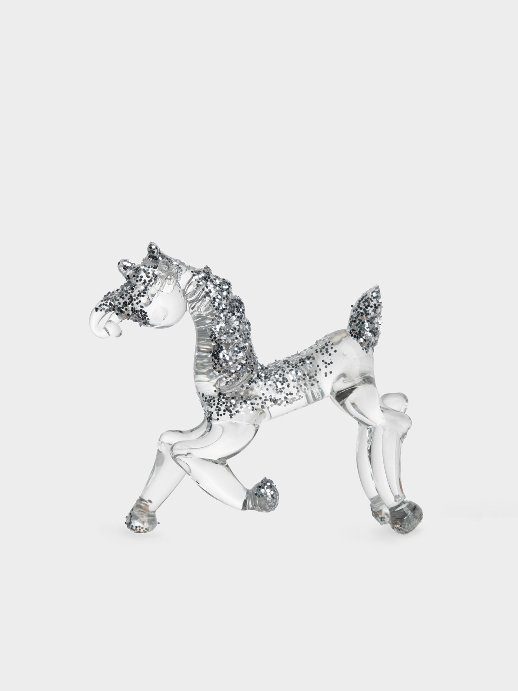 Статуэтка, 10х7 см, стекло, серебристая, Лошадка, Horse