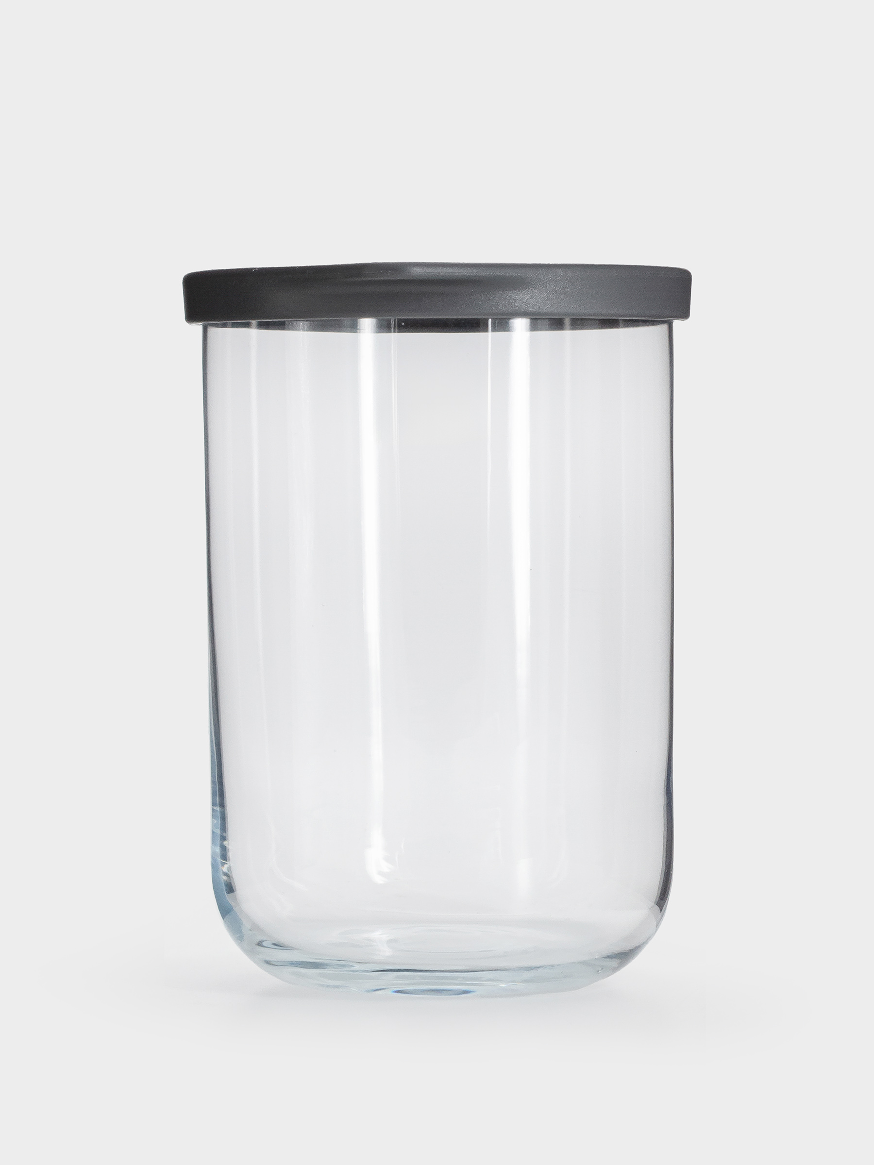 Емкость для хранения, 15х10 см, 1 л, стекло/пластик, серая, Basic