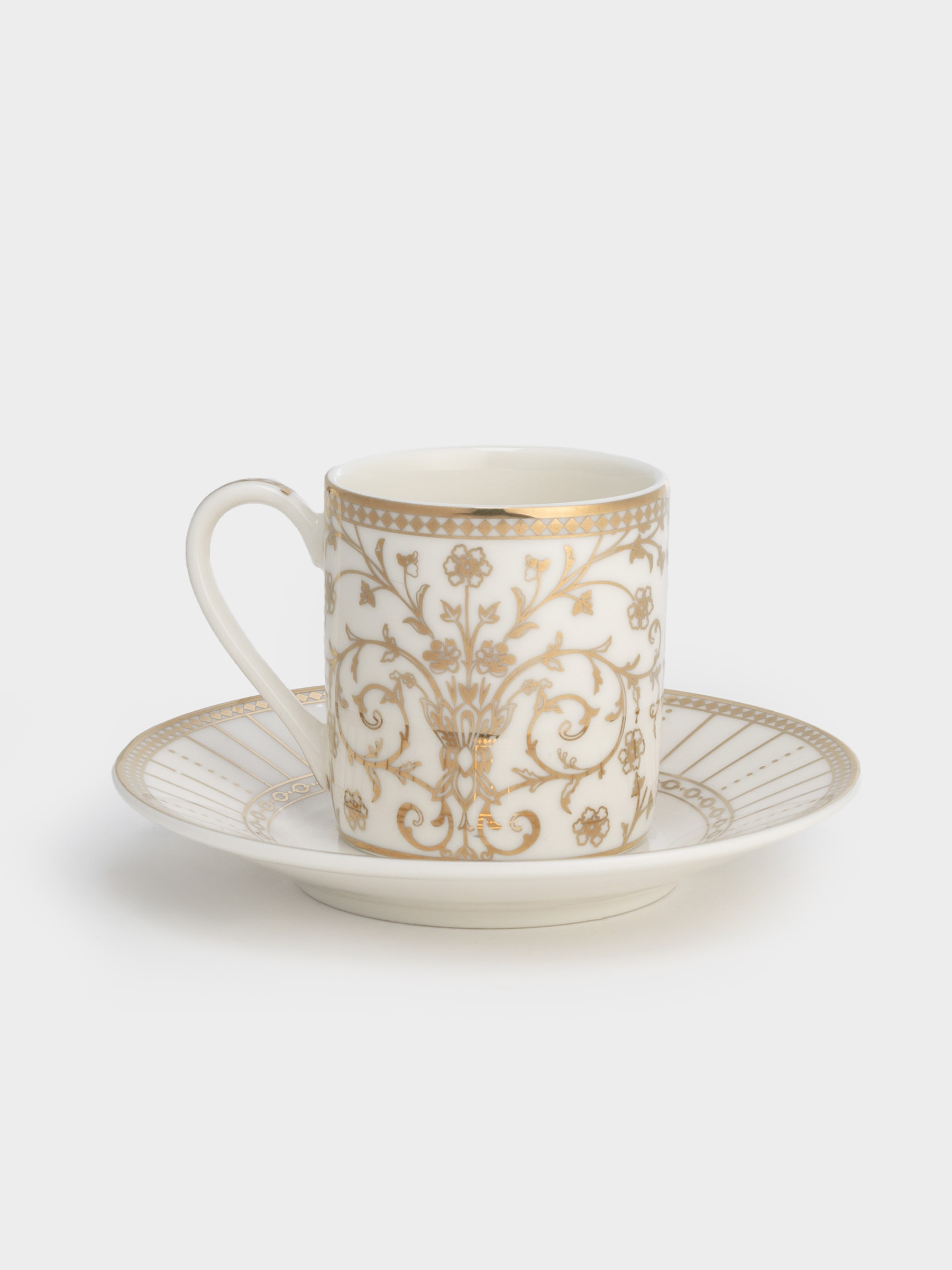 Пара кофейная, 2 перс, 4 пр, фарфор N, белая, с золотистым орнаментом, Golden