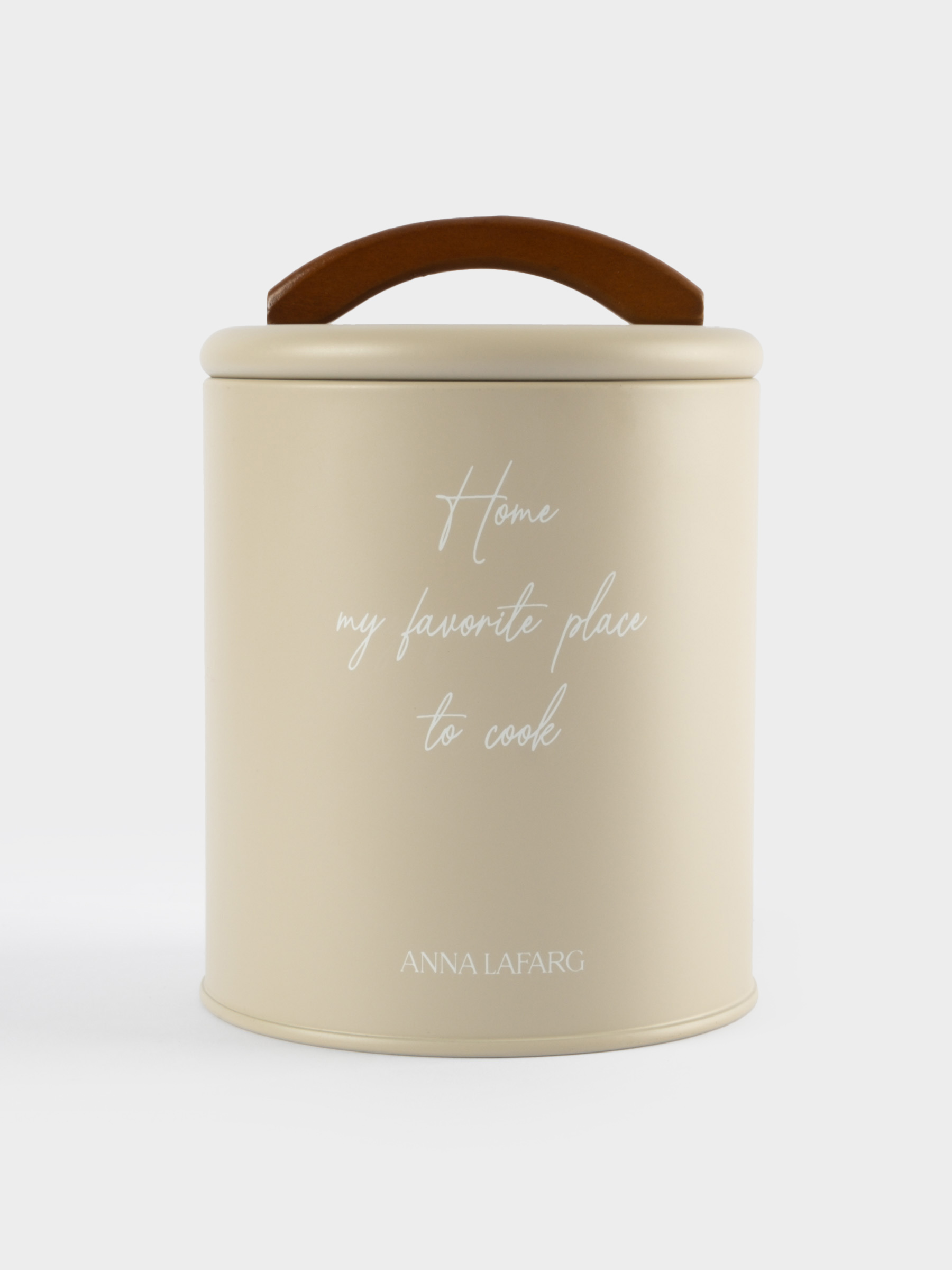 Банка для сыпучих продуктов, 1 л, металл/дерево, бежевая, Retro