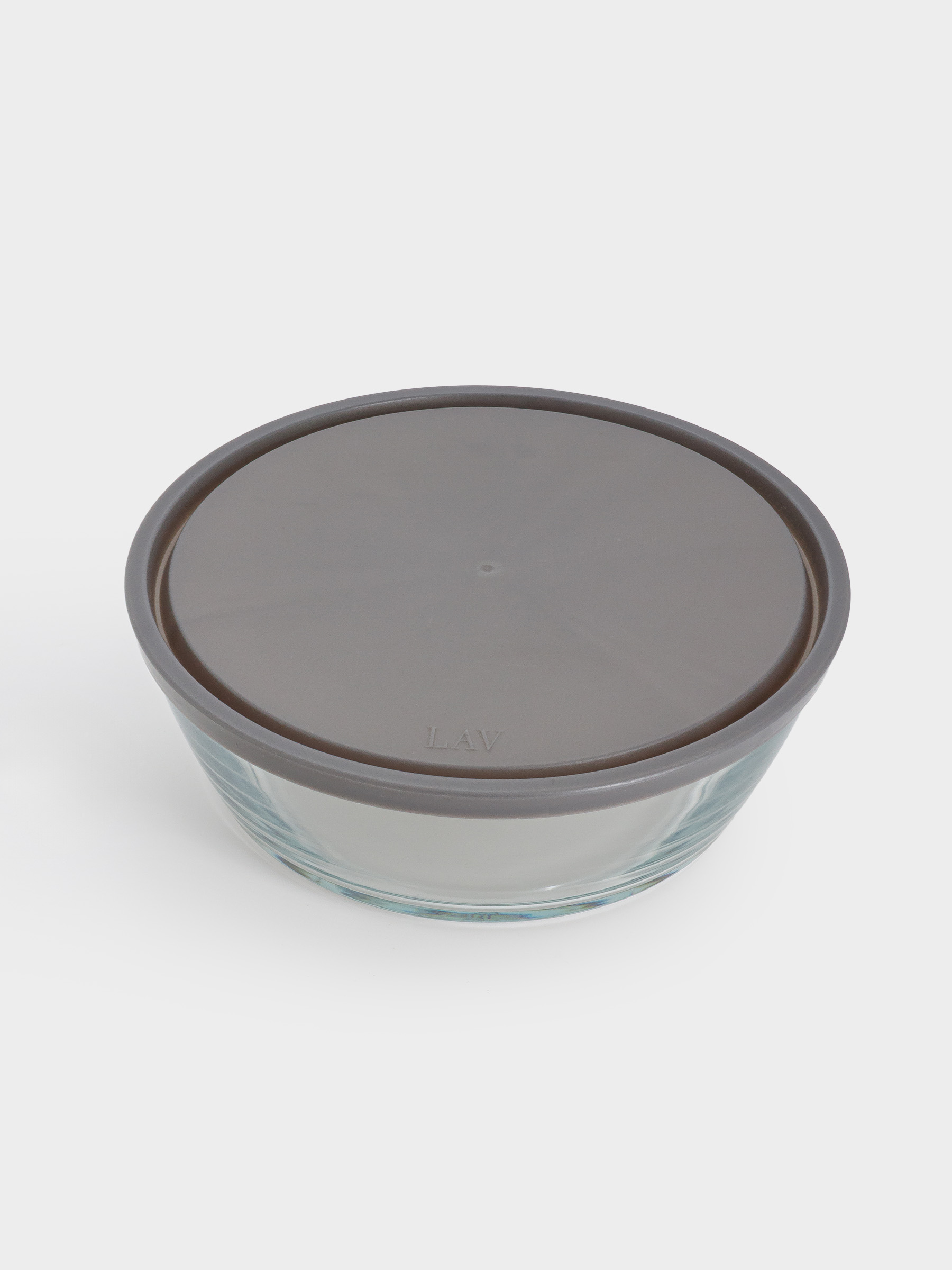 Контейнер, 2,3 л, стекло/пластик, круглый, серый, Basis