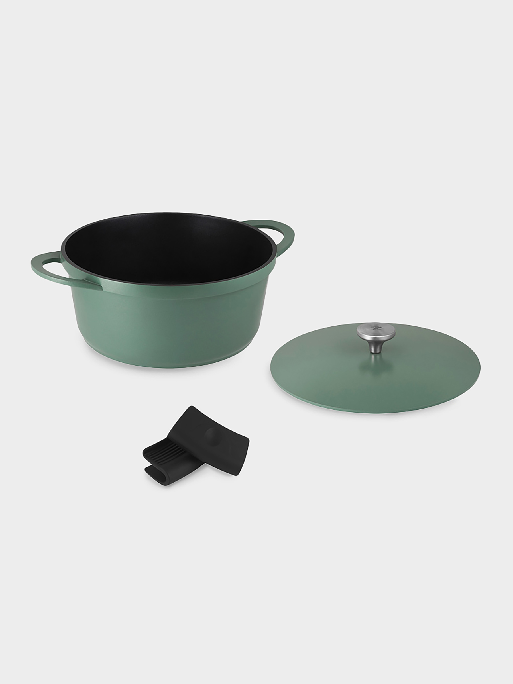 Кастрюля, 28 см, 6.3 л, с крышкой, с покрытием, алюминий, зелёная, Agile