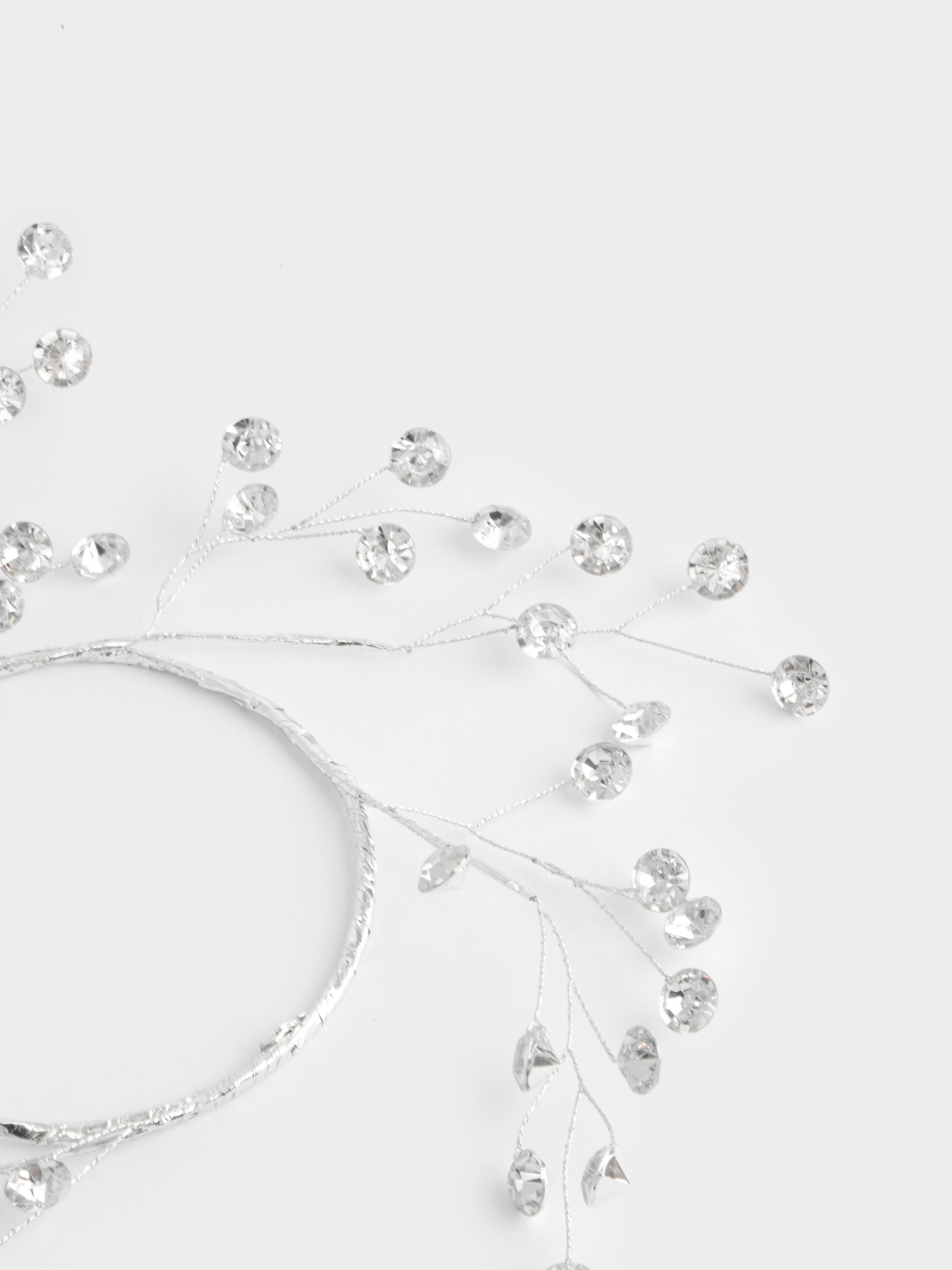 Венок декоративный, 10х20 см, для чайной свечи, акрил/металл, серебристый, Кристаллы, Event