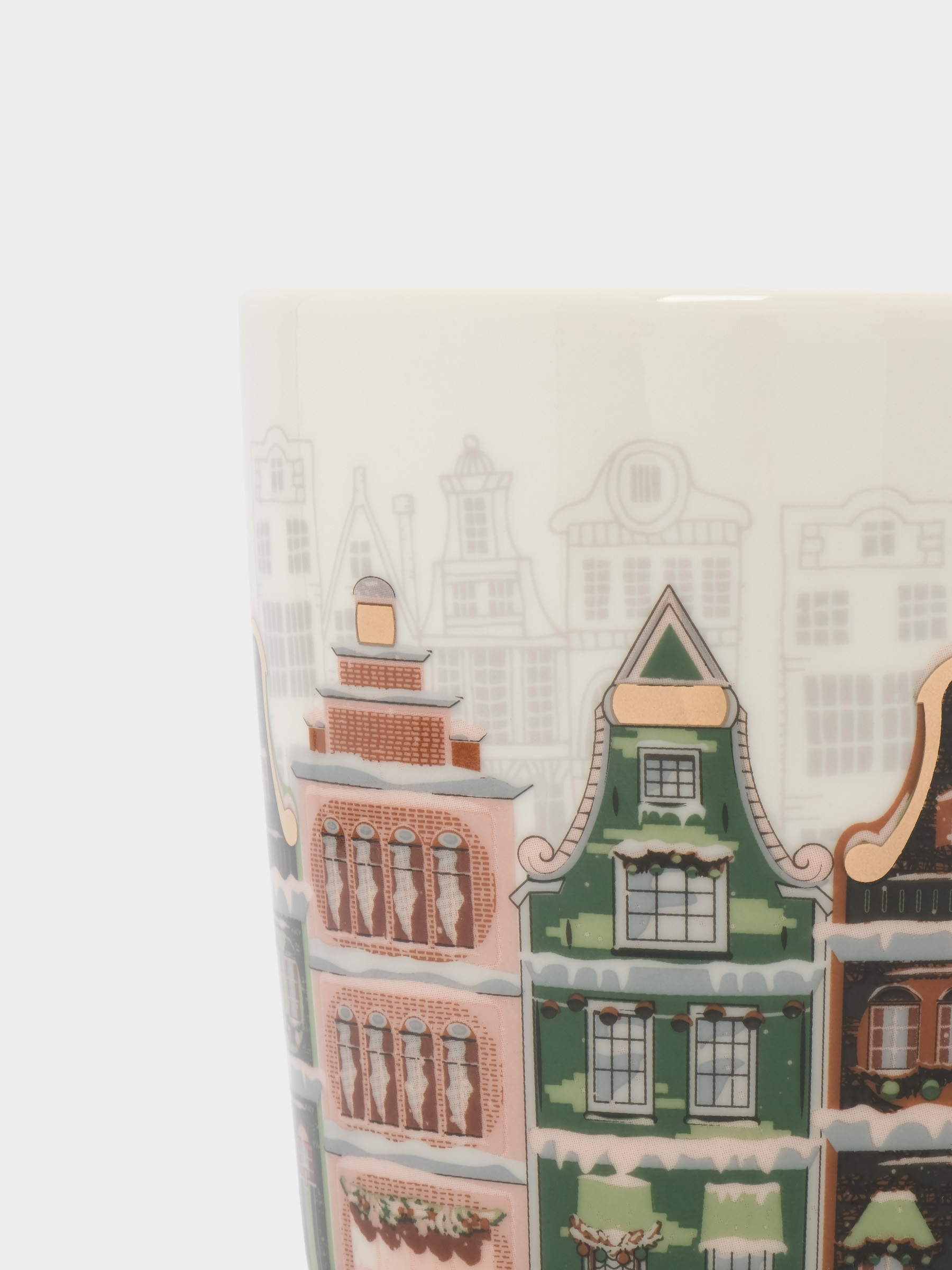 Кружка, 500 мл, фарфор N, бело-золотистая, Дома, Town