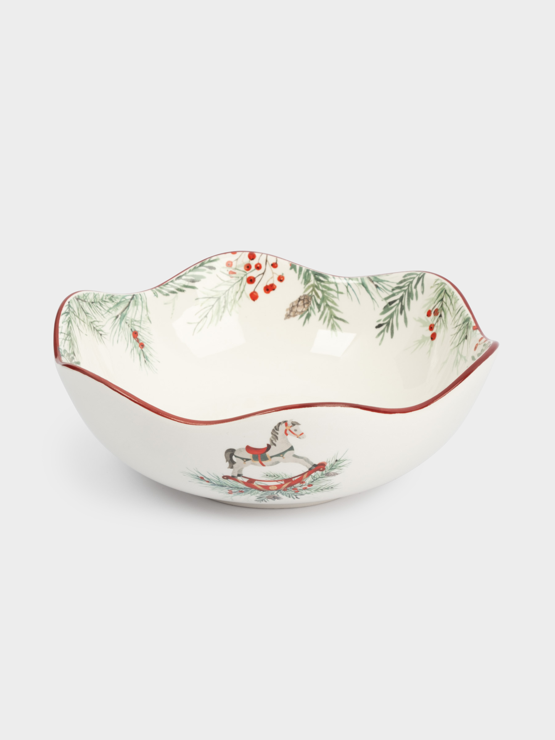 Салатник, 21х7 см, 1,1 л, керамика, красный, Лошадка, Festival