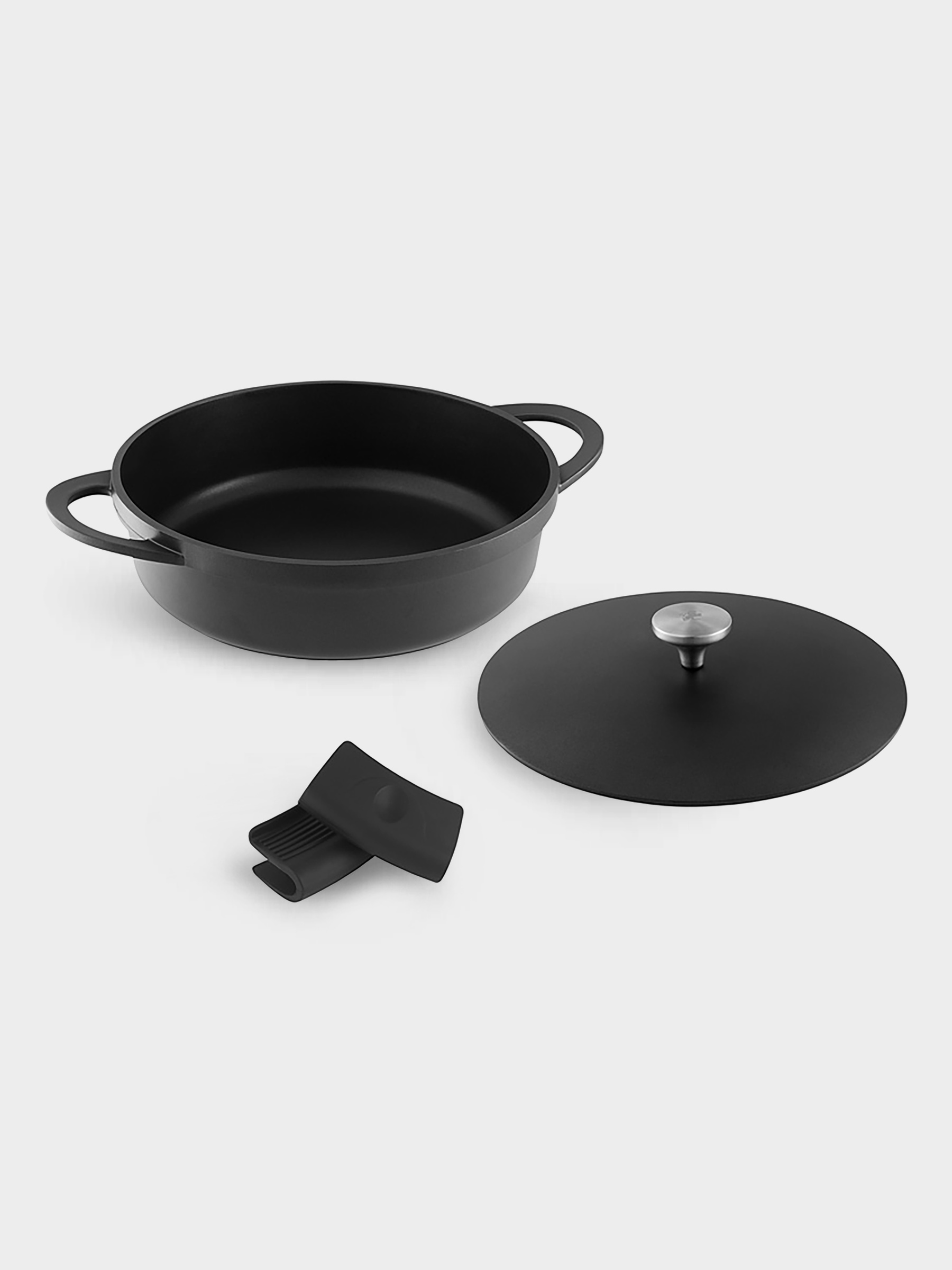 Сотейник, 28 см, 4.0 л, с крышкой, с покрытием, алюминий, чёрный, Agile