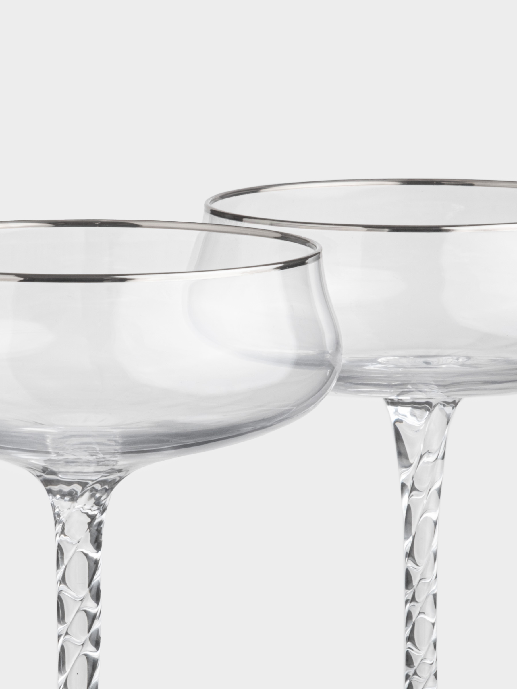 Бокал-креманка для шампанского, 250 мл, 2 шт, стекло, с серебристым кантом, Rhapsody