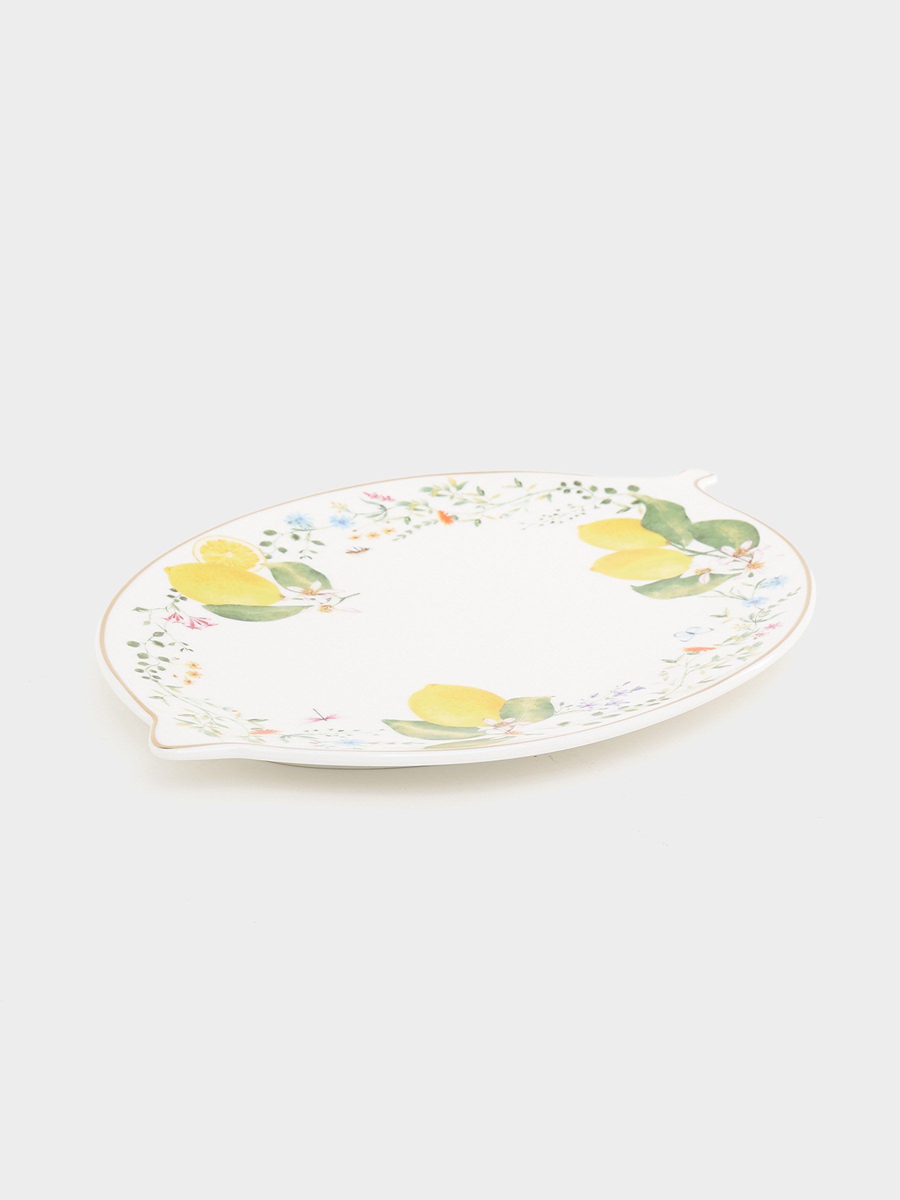 Блюдо, 30х21,5 см, фарфор P, овальное, белое, Цветы и лимоны, Fleurs et Citrons