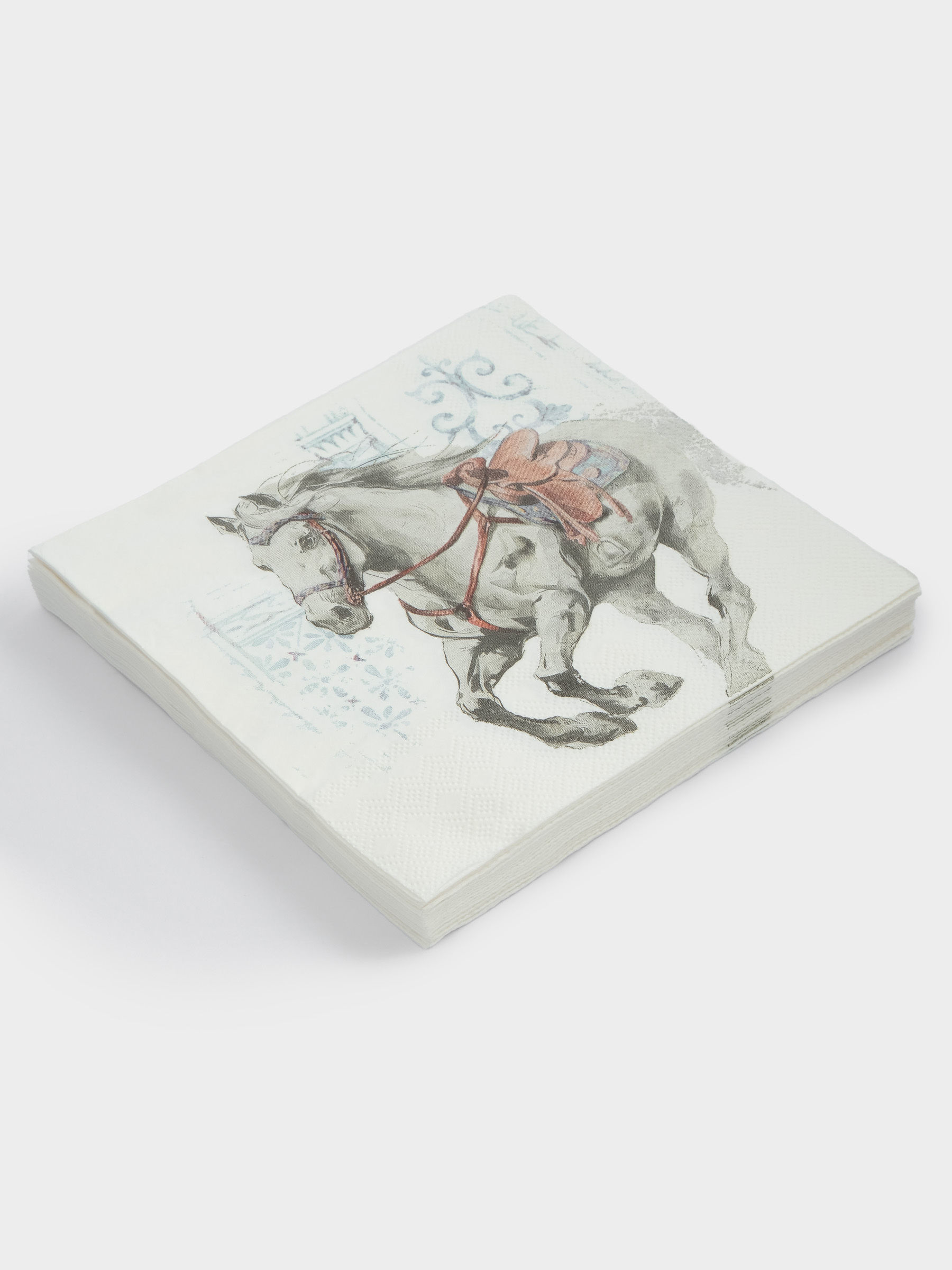 Салфетки бумажные, 33х33 см, 20 шт, квадратные, белые, Конь, White horse