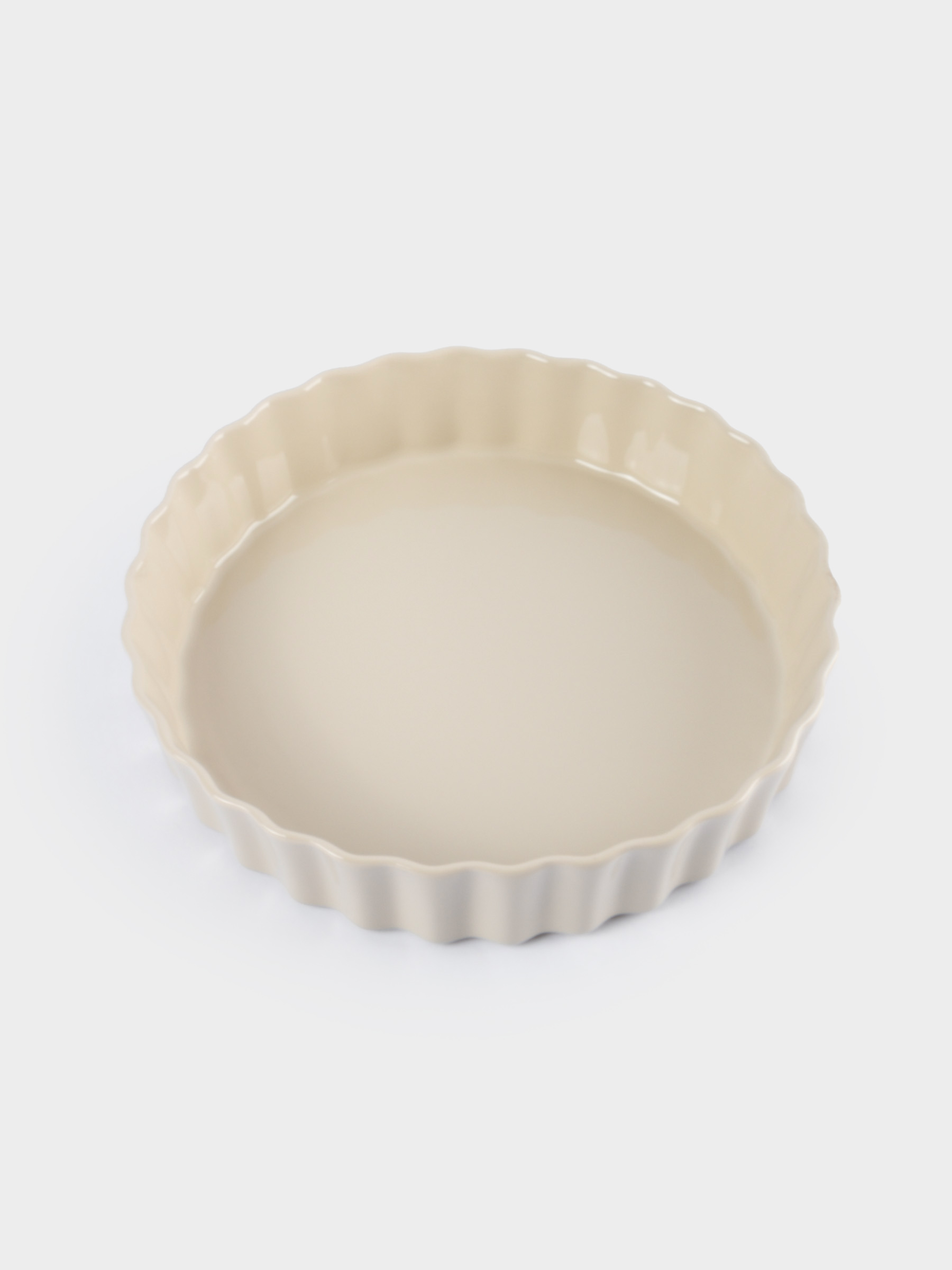 Форма для запекания, 25 см, керамика, круглая, бежевая, Ребристый край, Bagel