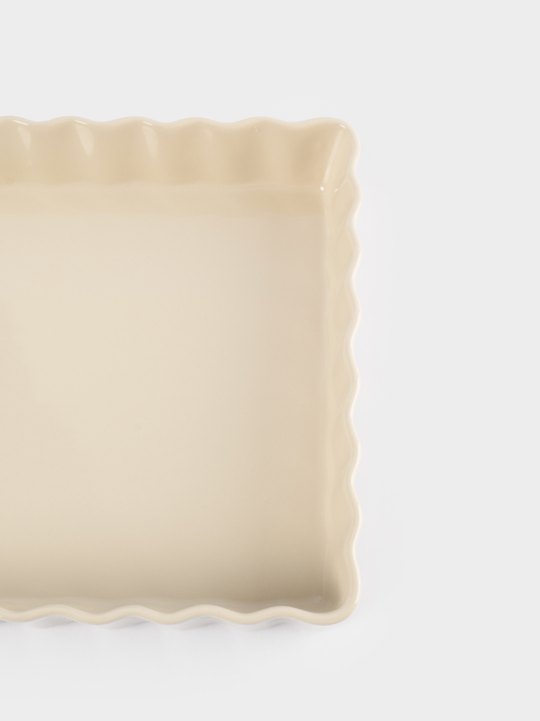 Форма для запекания, 29х21 см, керамика, прямоугольная, бежевая, Ребристый край, Bagel