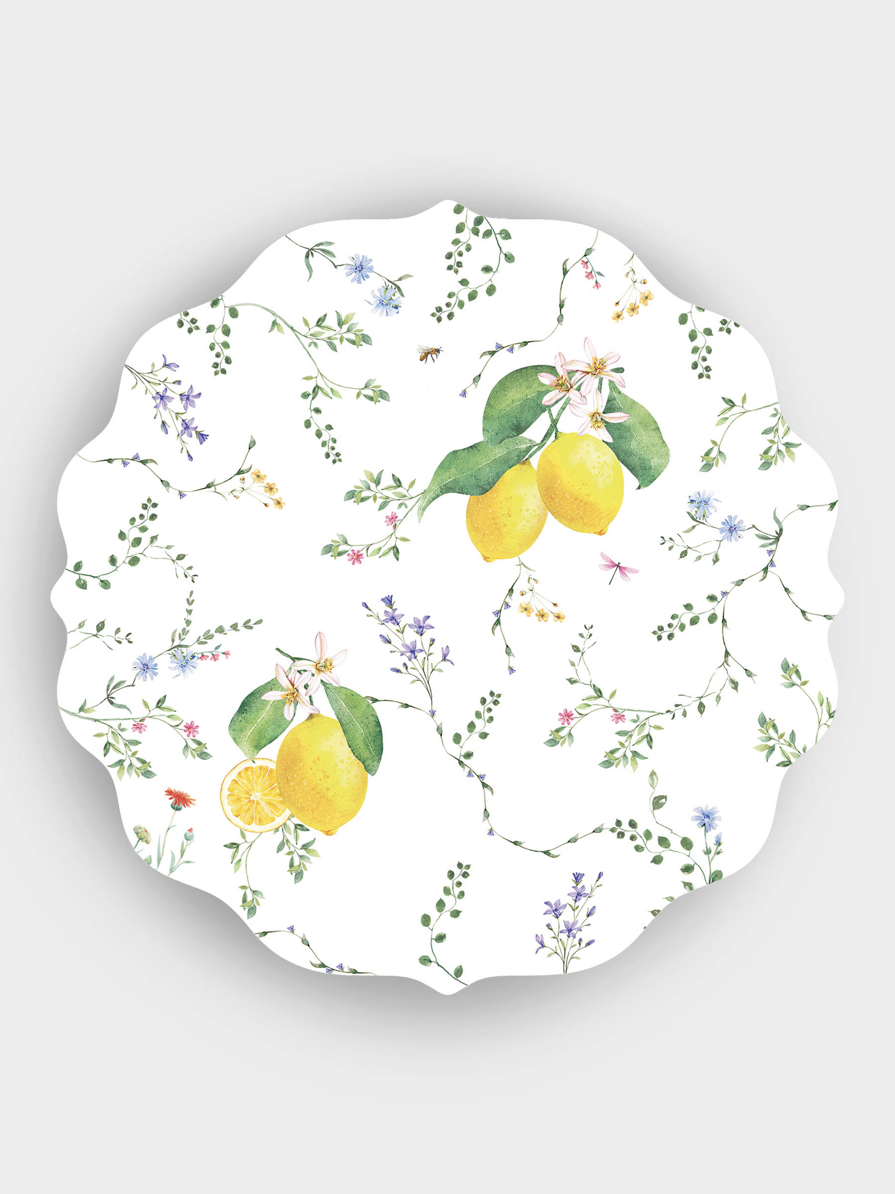Подставка под горячее, круглая, 34.5 см, 2 шт, Цветы и лимоны