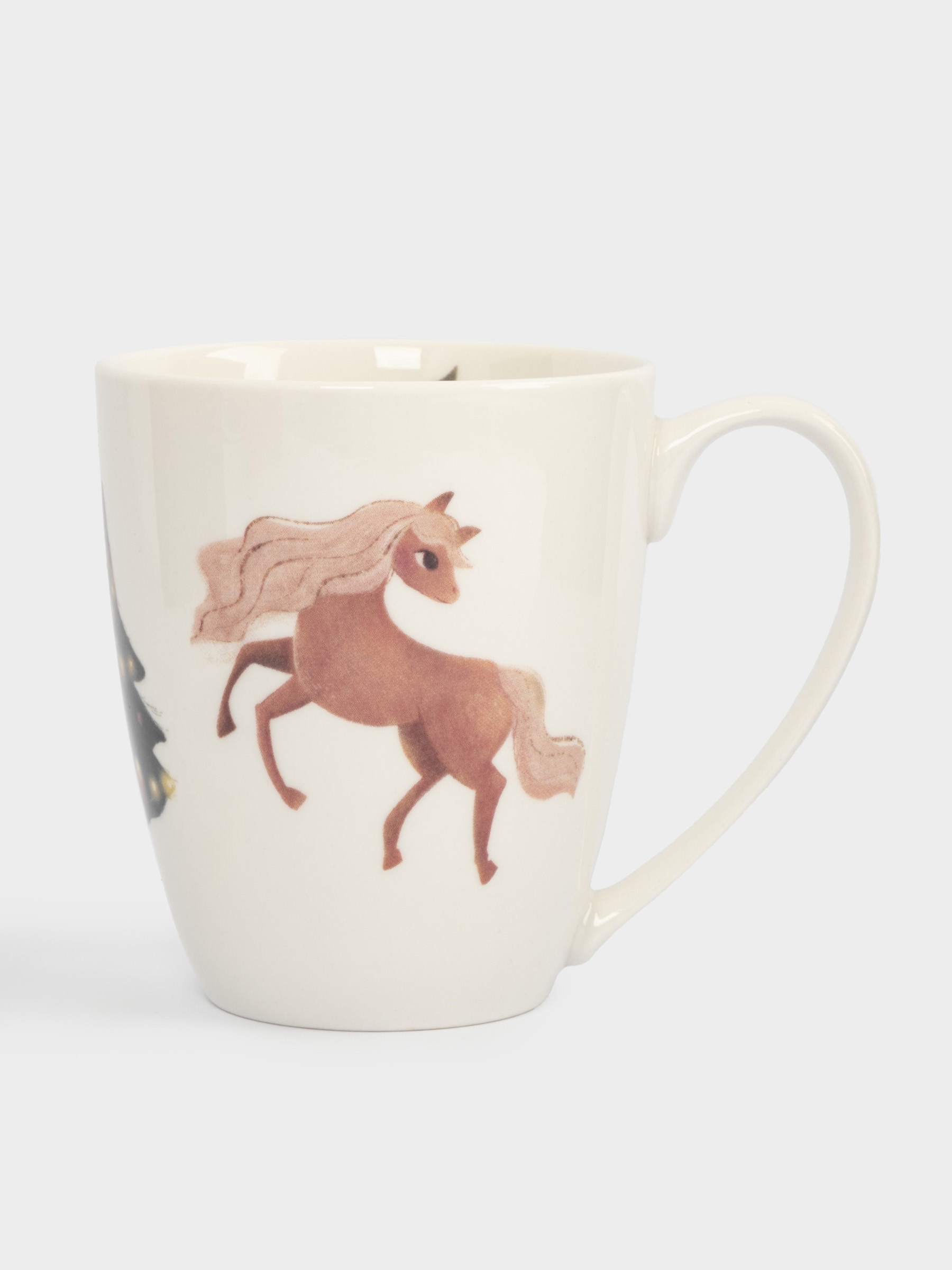 Кружка, 320 мл, фарфор N, белая, Лошадка у елки, Child holiday