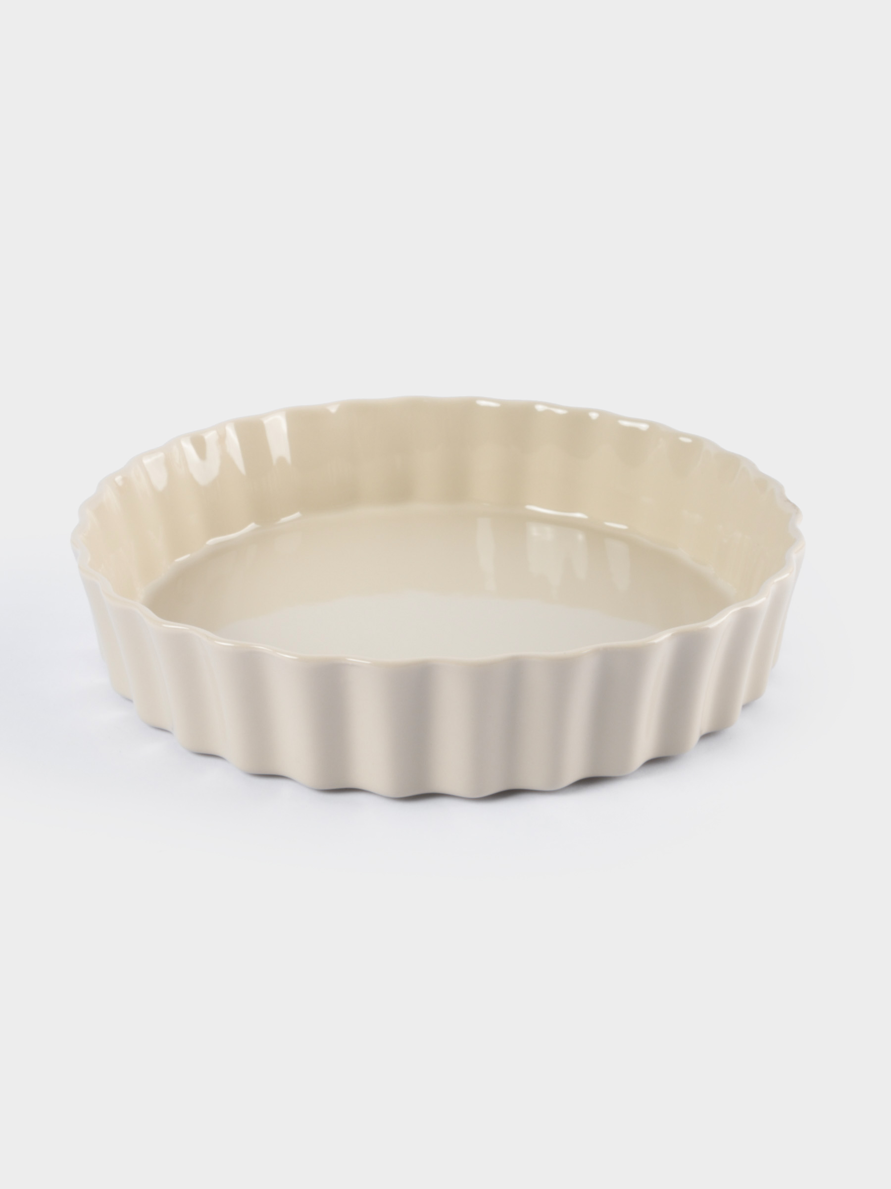 Форма для запекания, 25 см, керамика, круглая, бежевая, Ребристый край, Bagel
