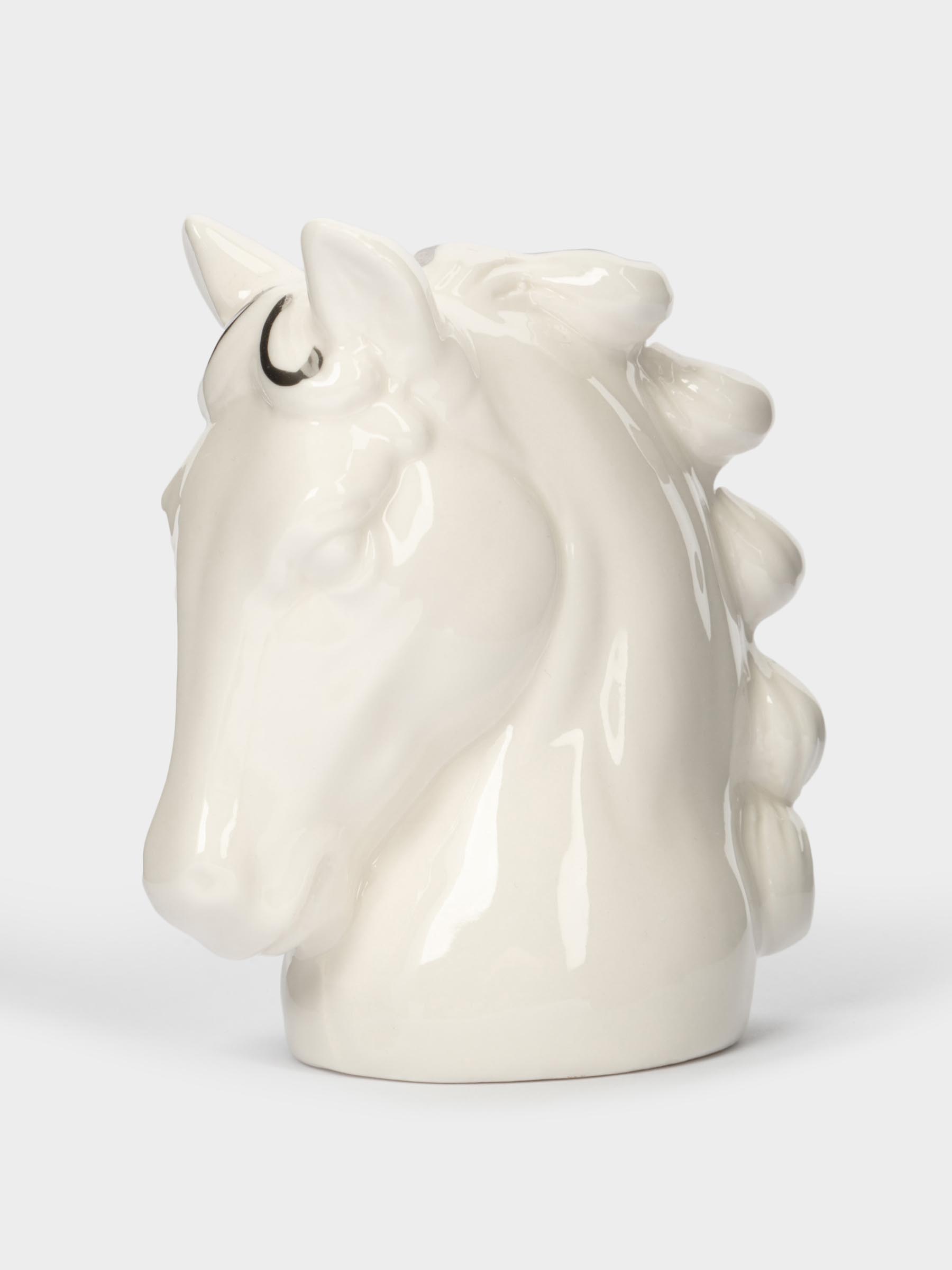 Емкость для соли или перца, 8 см, фарфор P, бело-серебристая, Конь, Horse