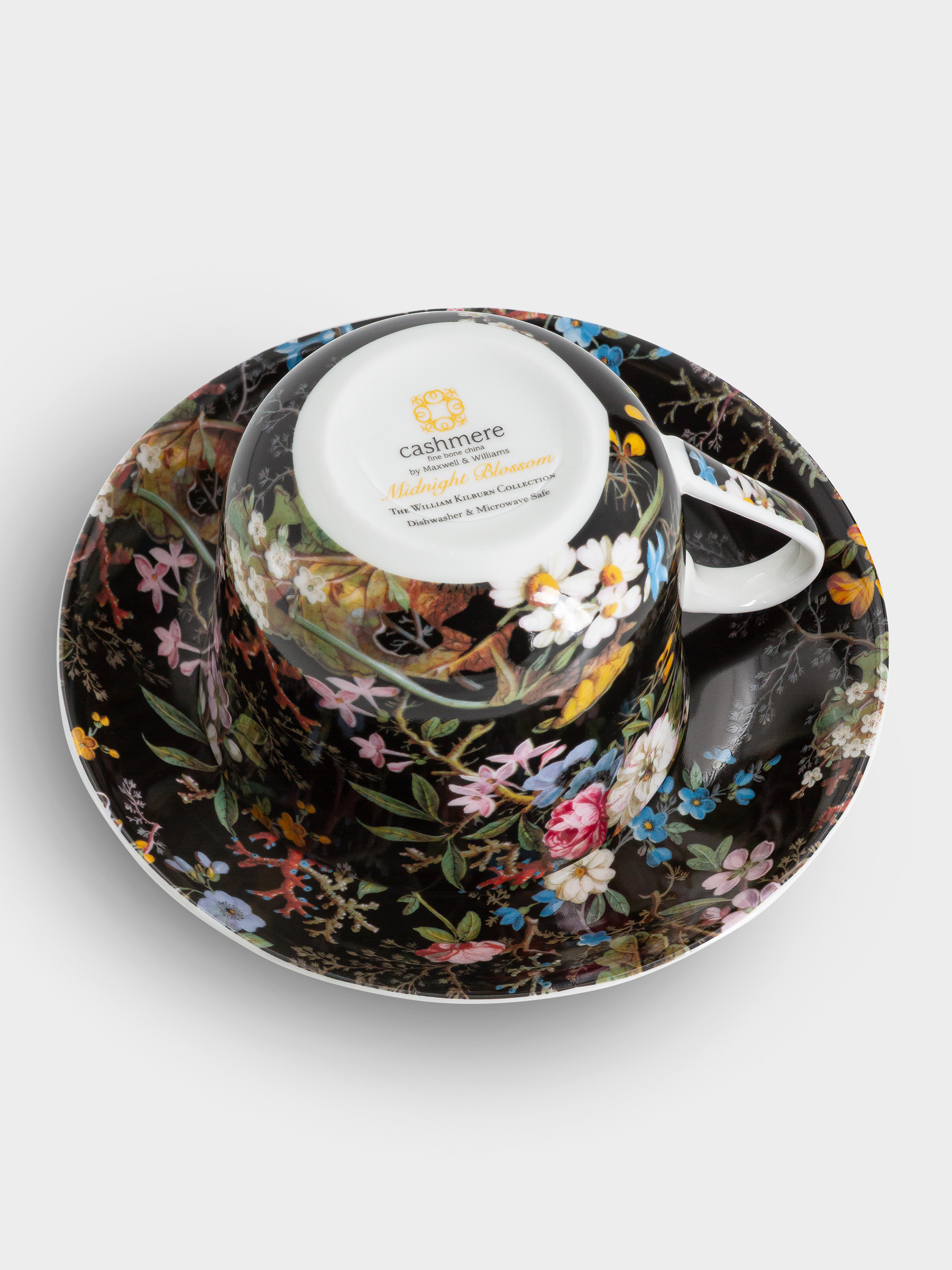 Чашка с блюдцем, 480 мл, Полночные цветы