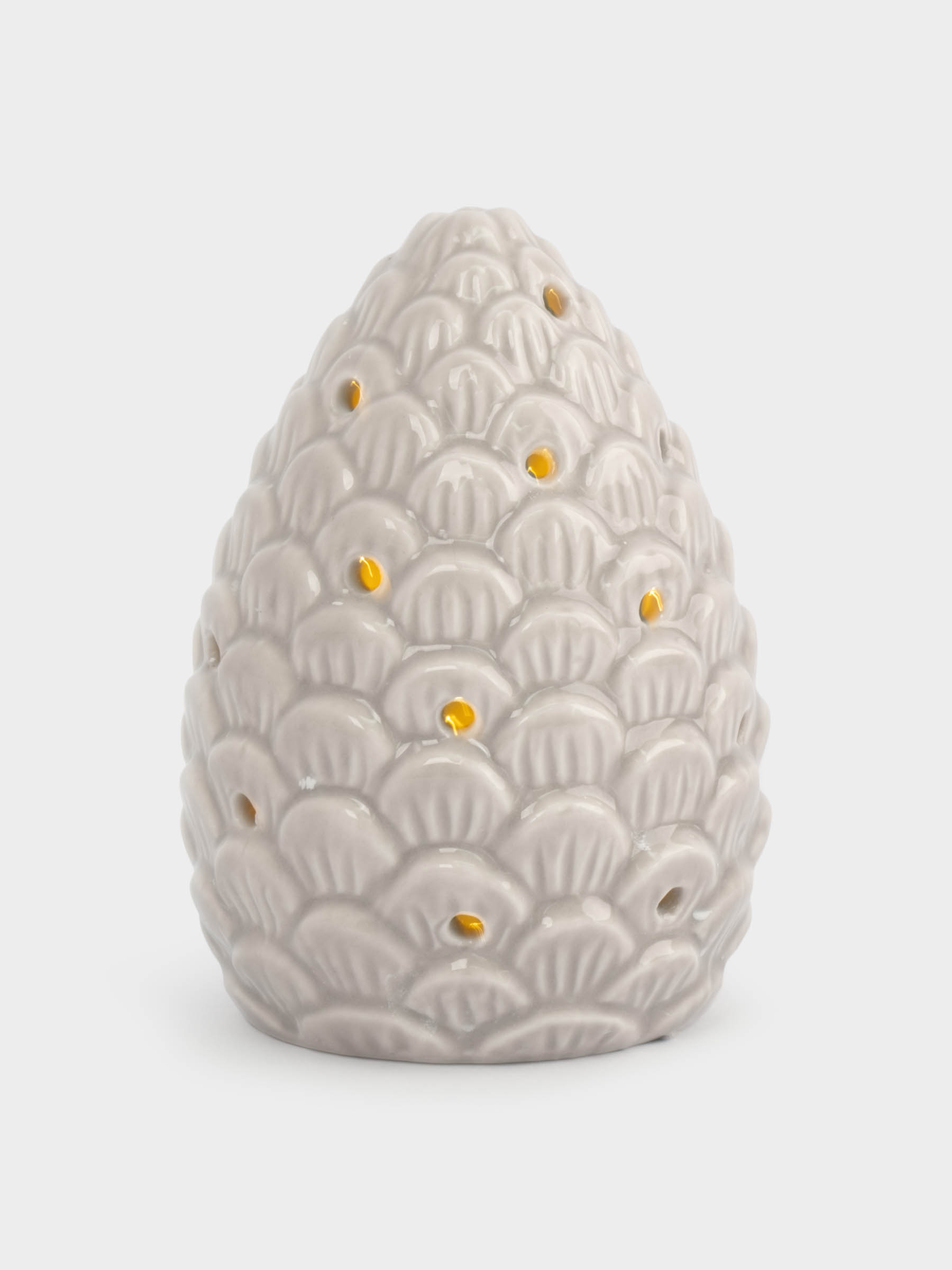 Статуэтка, 11 см, с подсветкой, фарфор P, бежево-молочная, Шишка, Pinecone