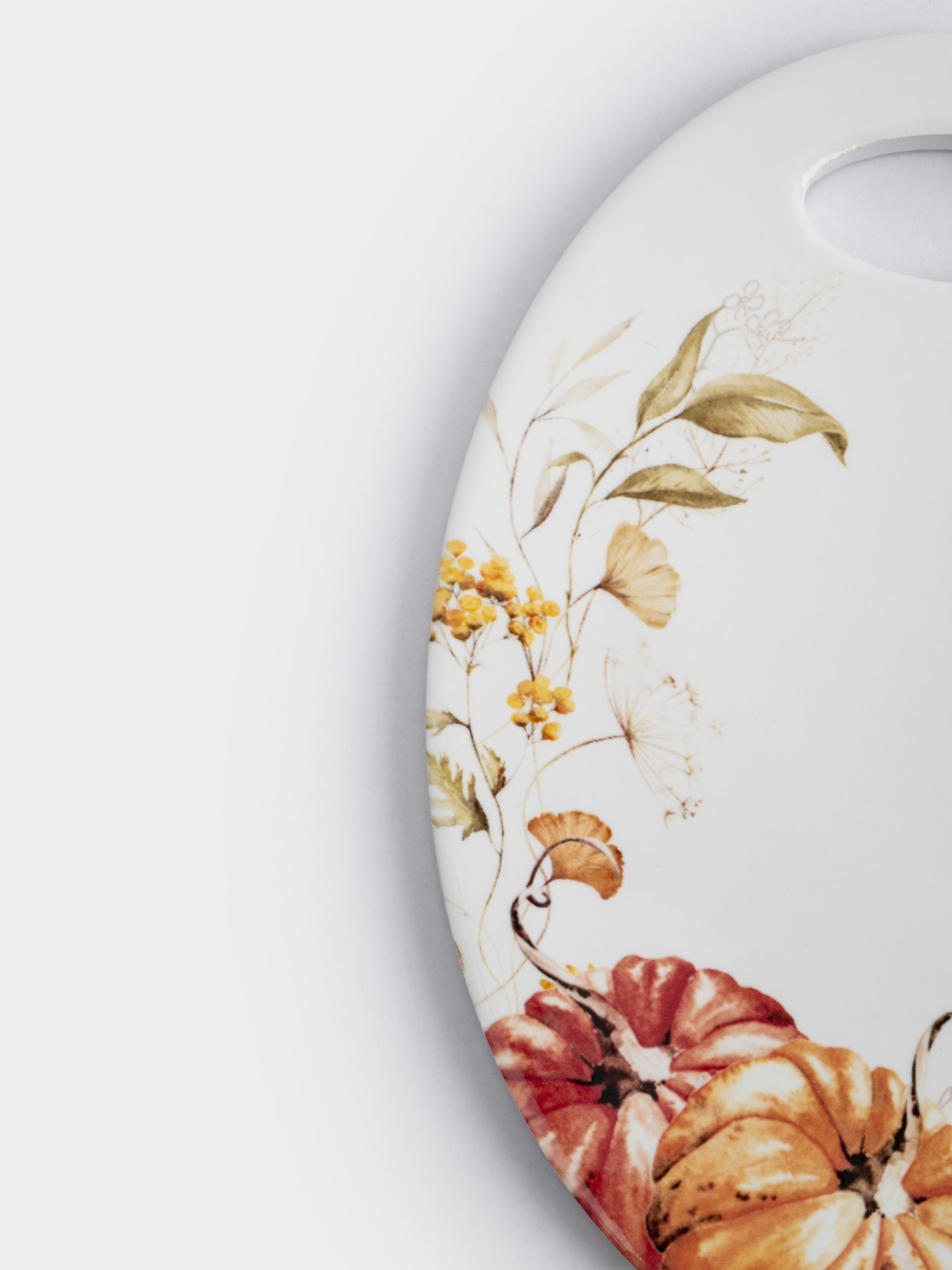 Подставка под горячее, 20х15 см, керамика/пробка, белая, Тыквы, Light pumpkin