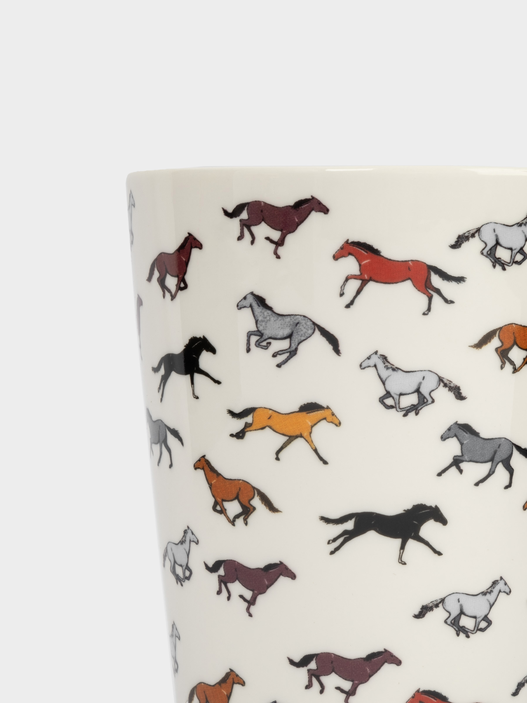 Кружка, 420 мл, фарфор N, белая, Бегущие лошади, Bright horse