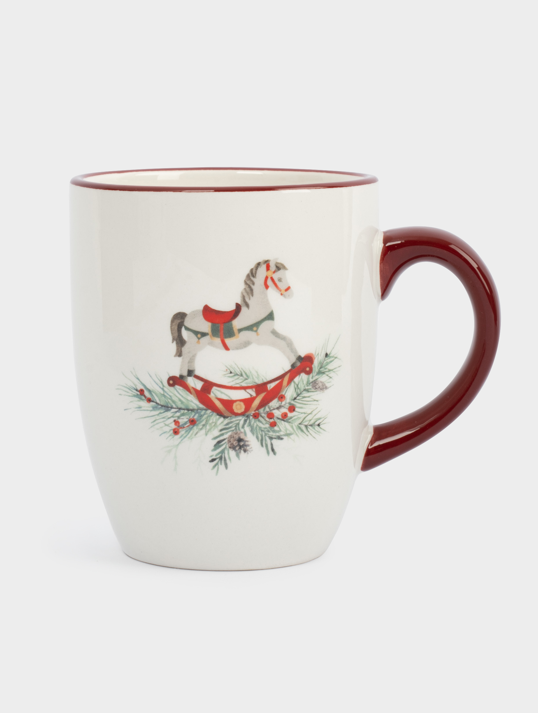 Кружка, 330 мл, керамика, красная, Лошадка, Festival