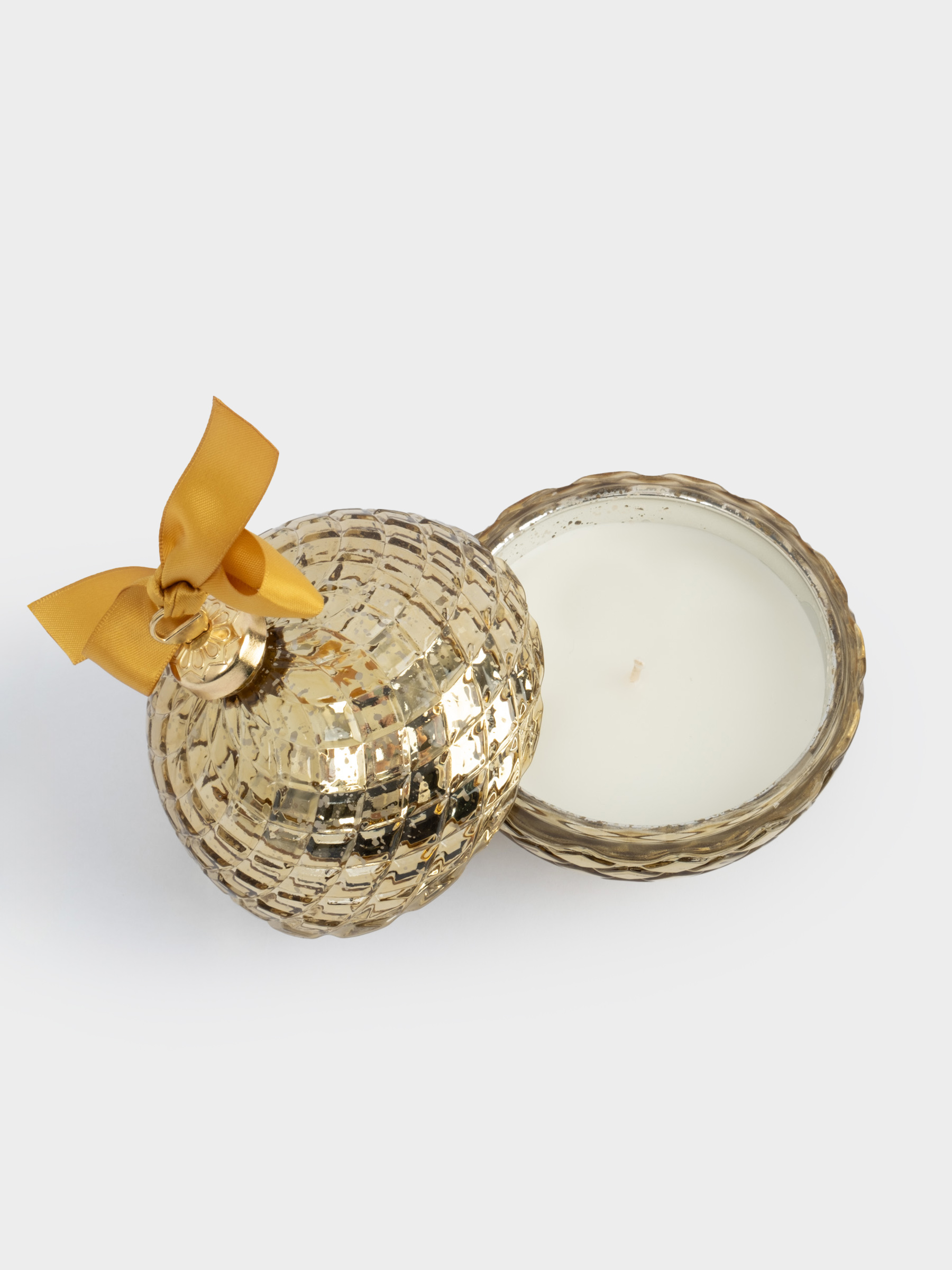 Свеча ароматическая, 11 см, в подсвечнике, стекло, золотистая, Fig Hug Ca, Шар, New year