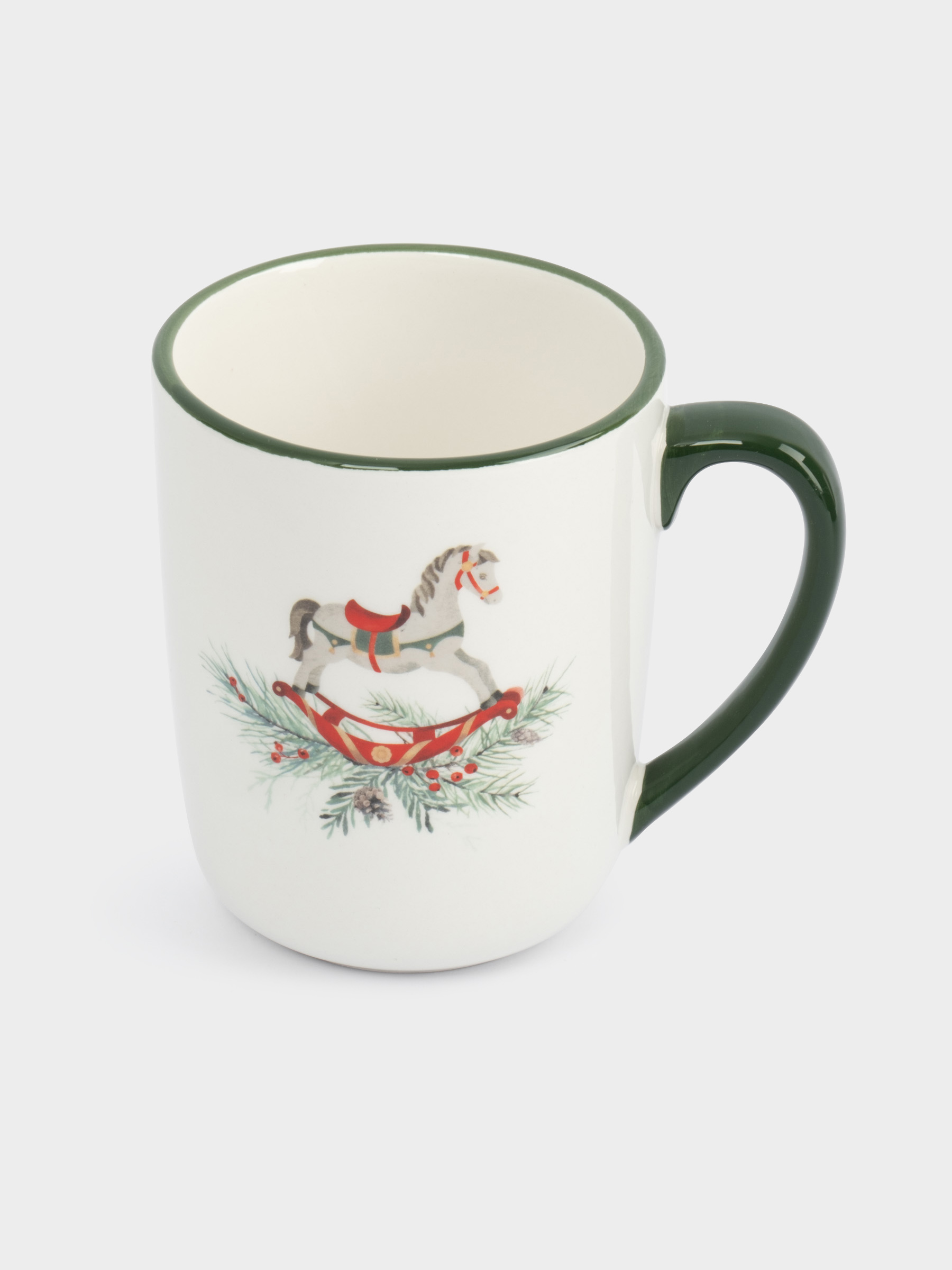 Кружка, 540 мл, керамика, зеленая, Лошадка, Festival