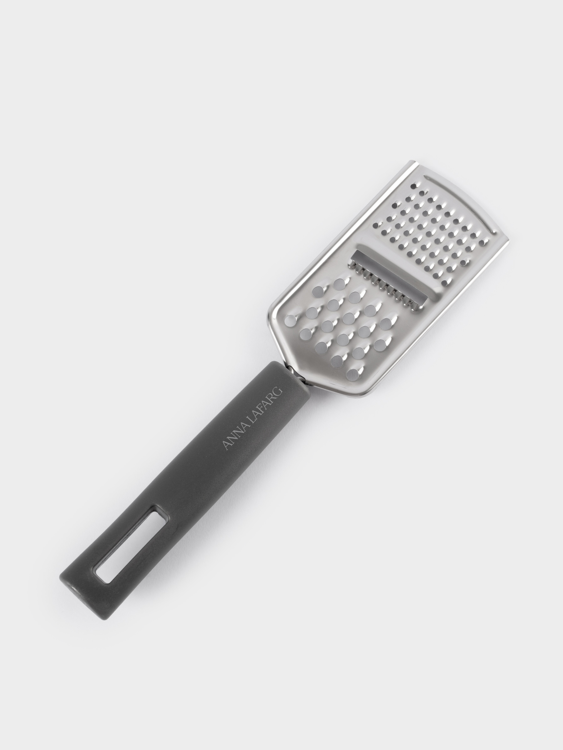 Терка, 24 см, 3 в 1, крупная/мелкая/для слайсов, с ручкой, сталь/пластик, графитовая, Multi