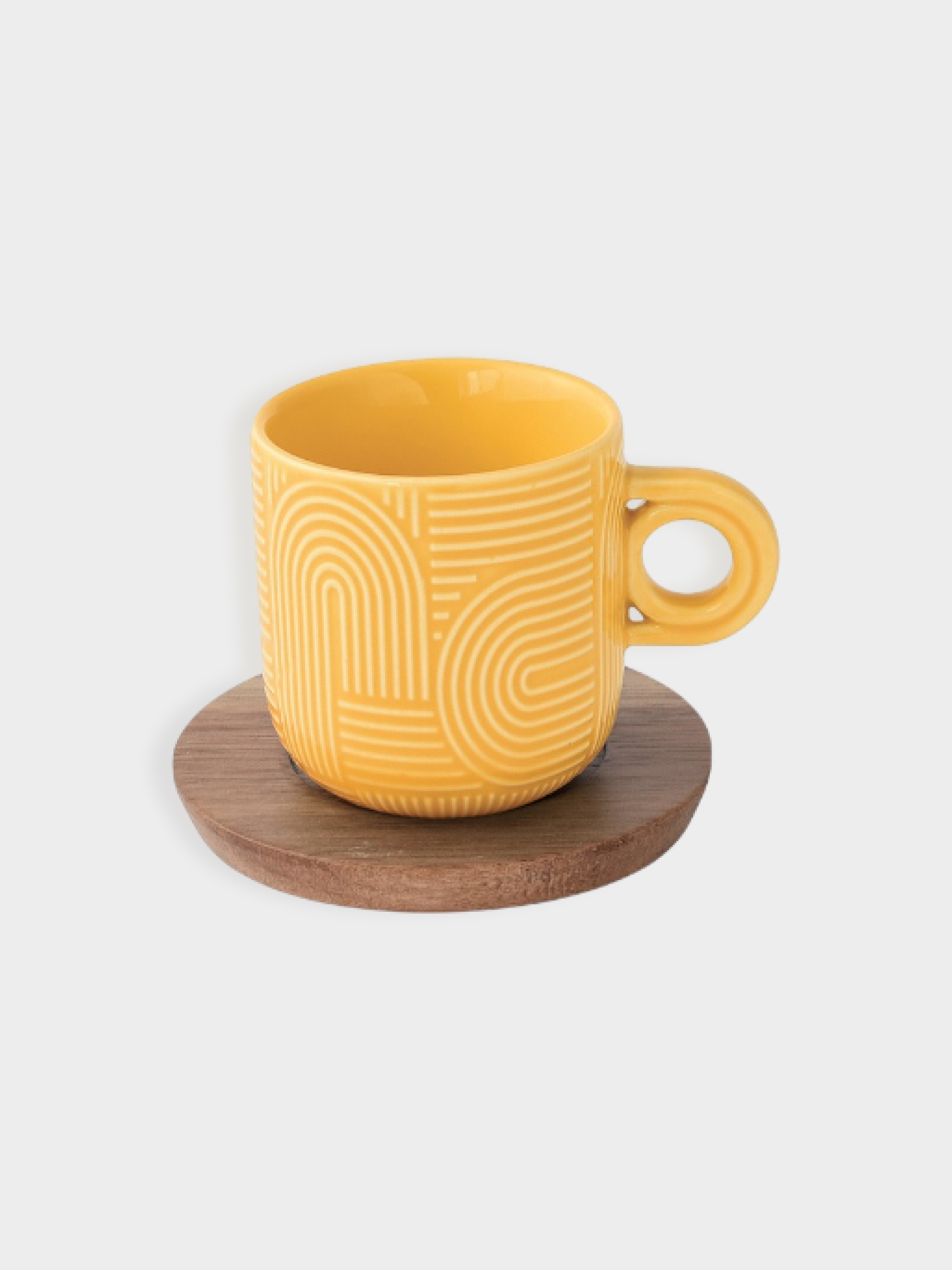 Набор чашек, 2 шт, 0.25 л, красный, жёлтый, на подставке, акация, Радуга