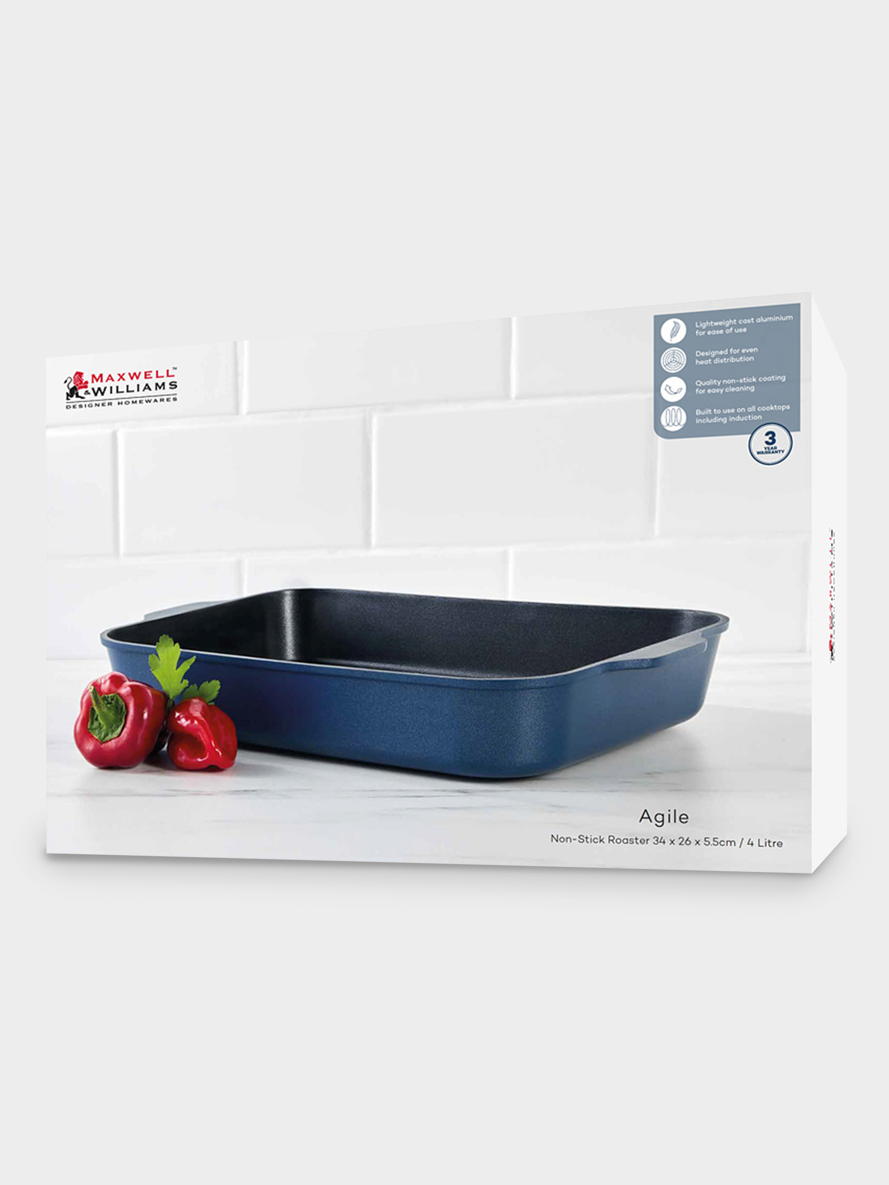 Форма для запекания, 34x26x5.5 см, синяя, с покрытием, Agile