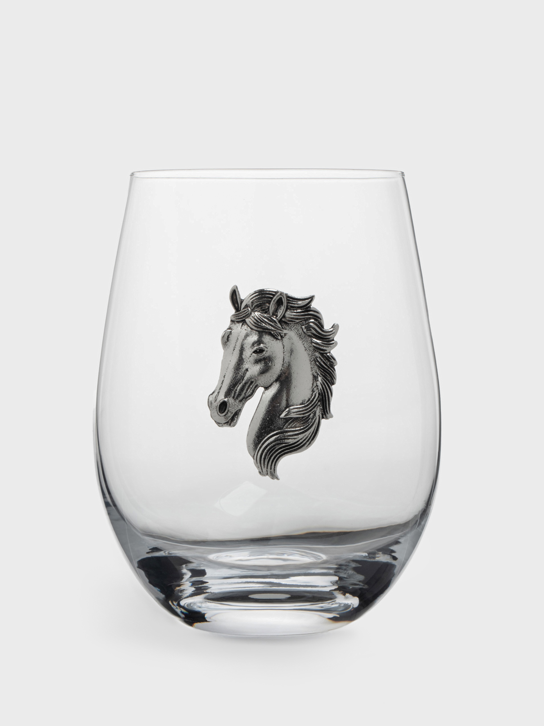 Стакан для виски, 12 см, 500 мл, стекло/металл, серебристый, Голова коня, Horse