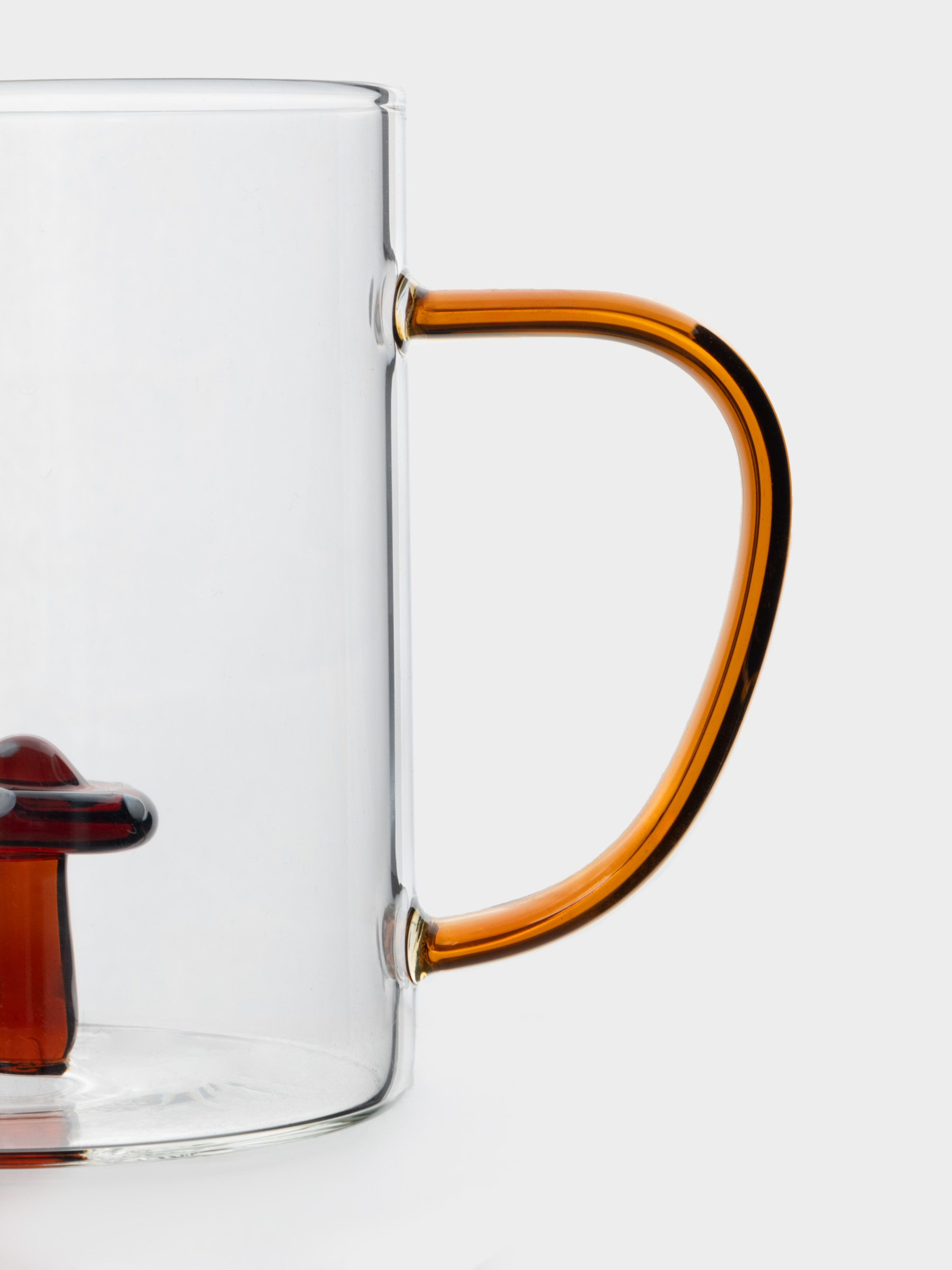 Кружка, 400 мл, стекло Б, коричневая ручка, Гриб, Autumn forest