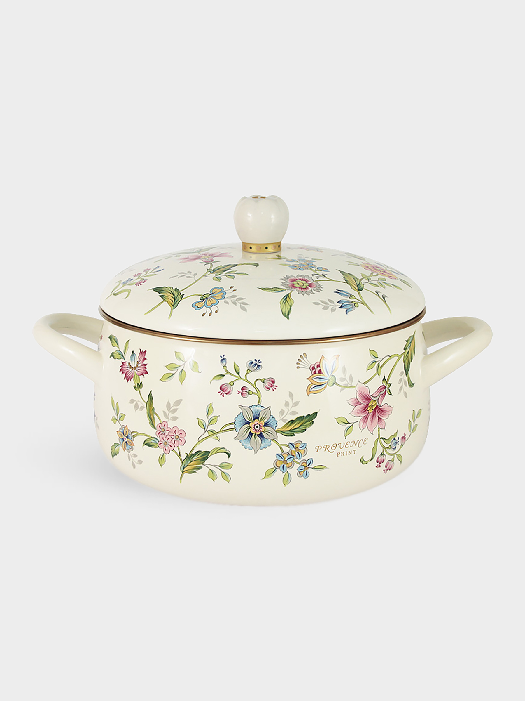 Кастрюля, 20 см, 2,6 л, с крышкой, с покрытием, сталь, молочная, Цветы, Provence
