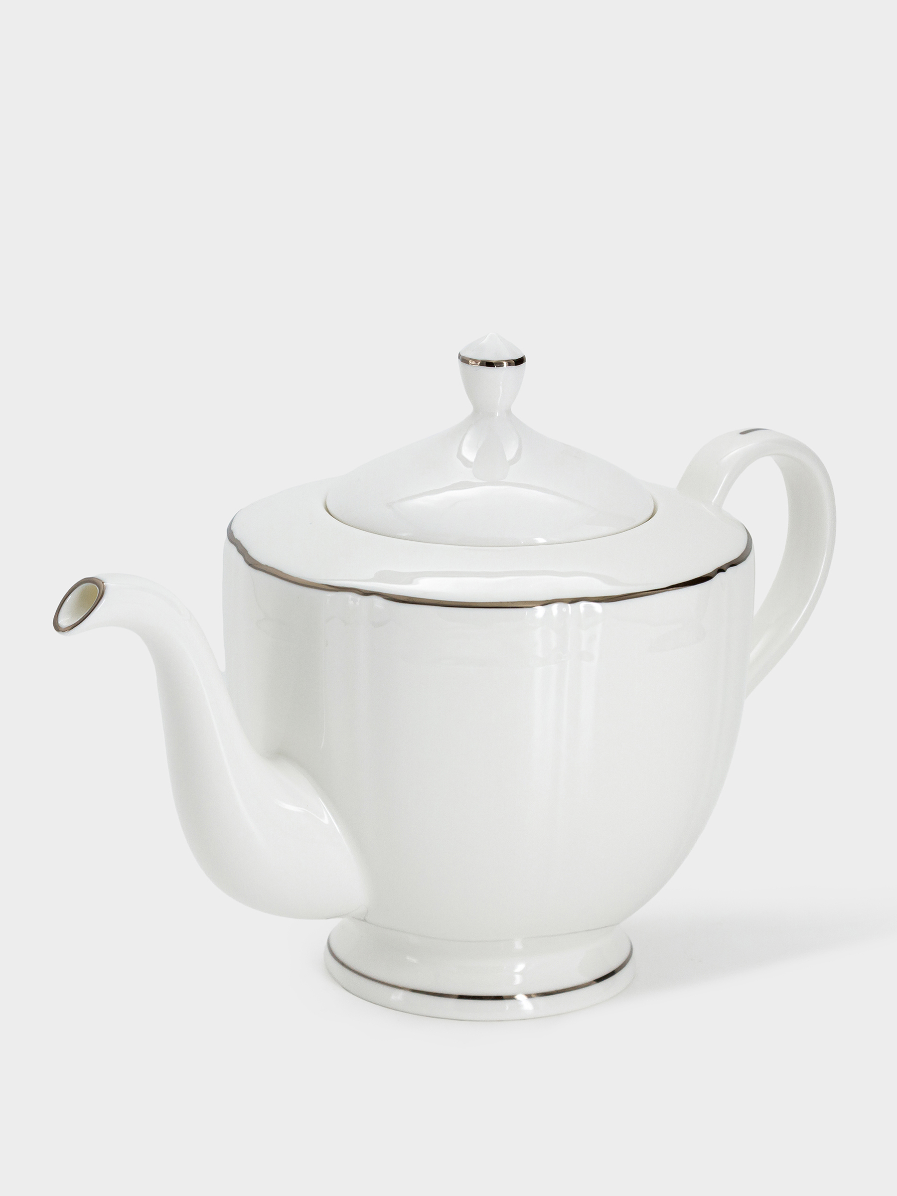 Чайник заварочный, 1,1 л, фарфор F, белый, с серебристым кантом, Lotus silver