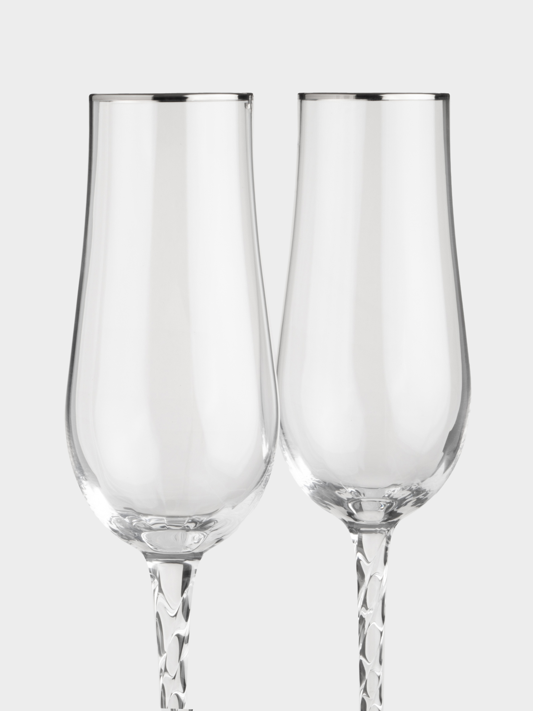 Бокал для шампанского, 230 мл, 2 шт, стекло, с серебристым кантом, Rhapsody
