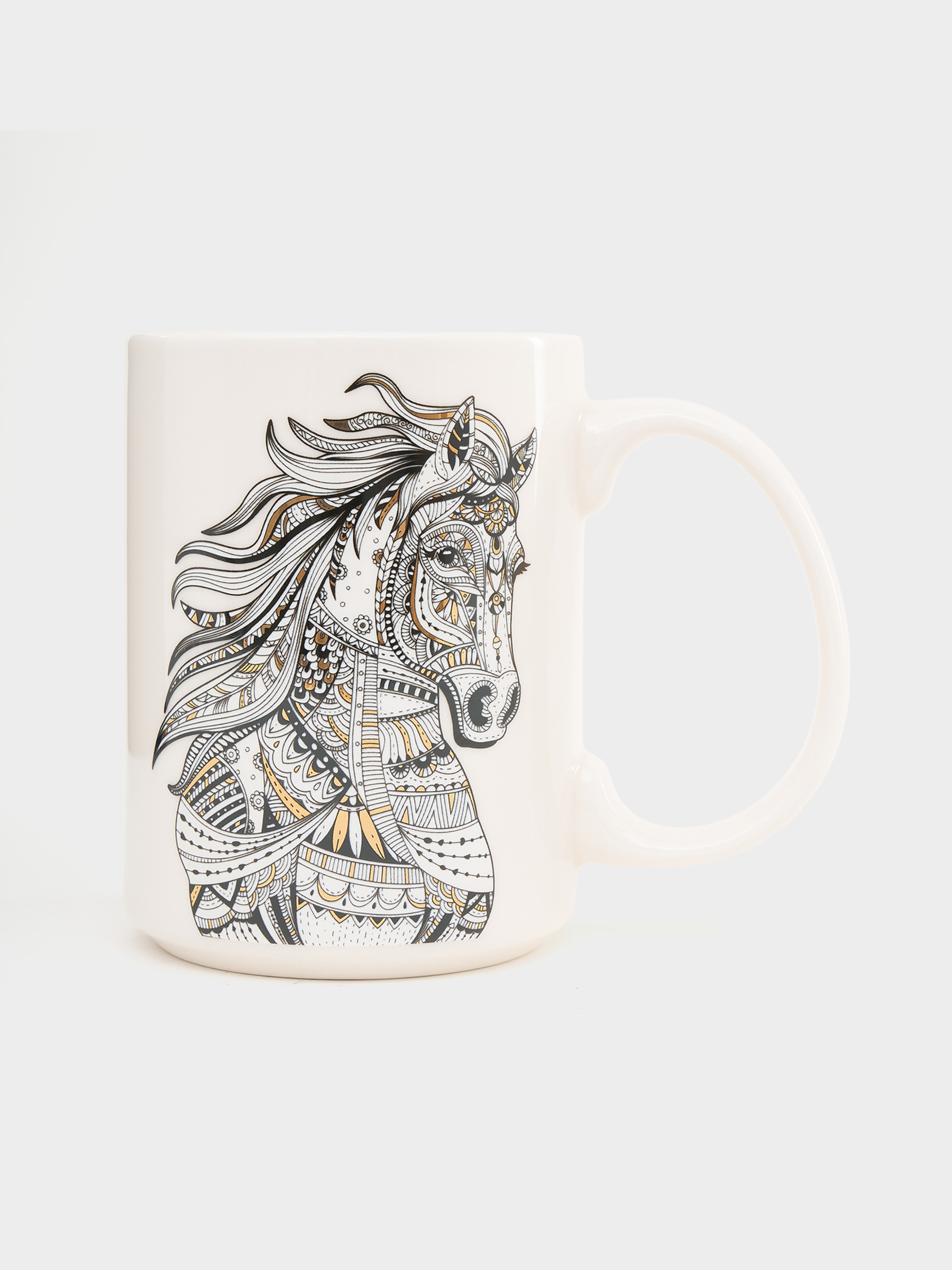 Кружка, 500 мл, фарфор N, белая, Лошадь, Wild