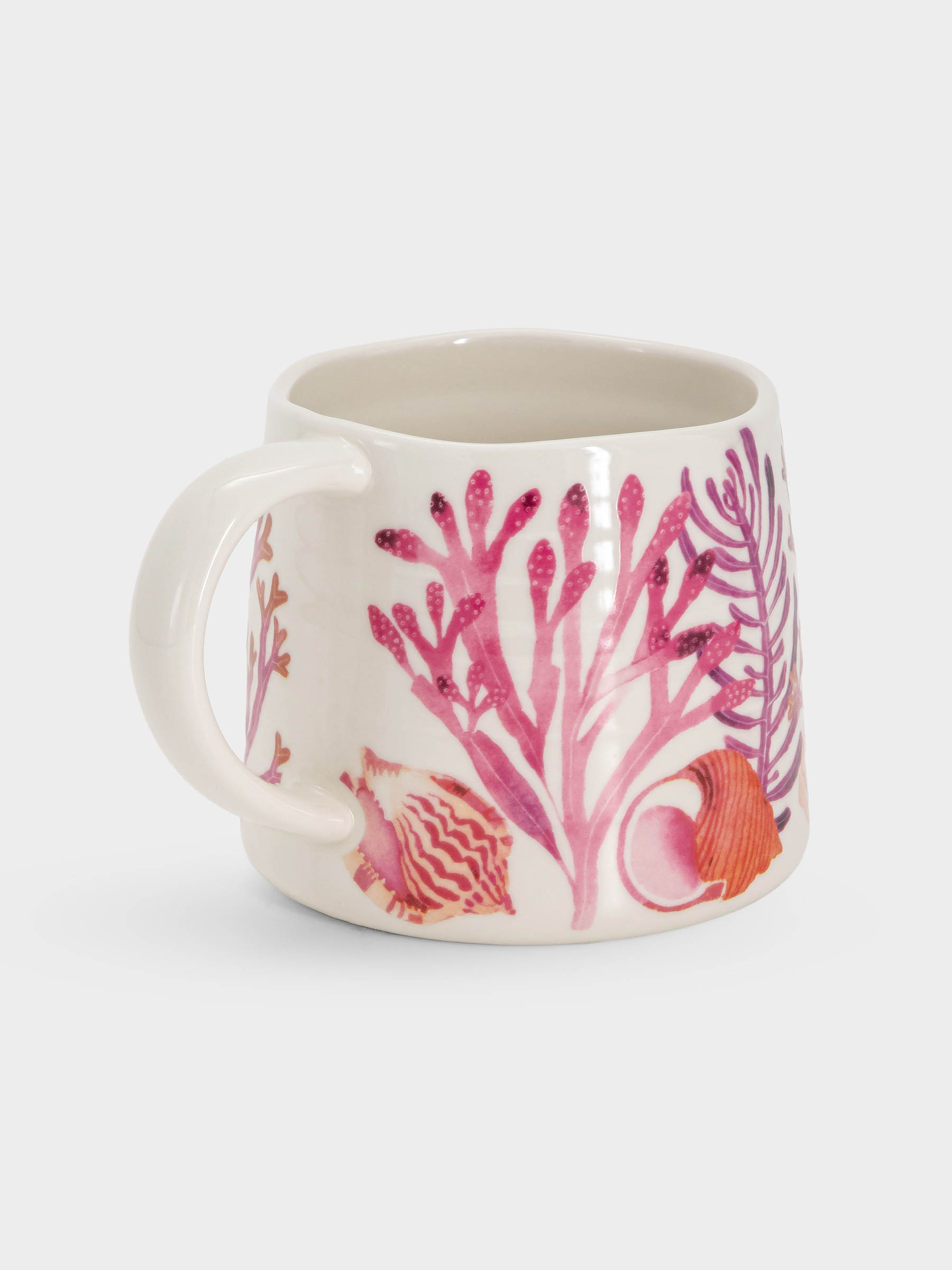 Кружка, 380 мл, фарфор P, белая/розовая, Морская жизнь, Ocean Life
