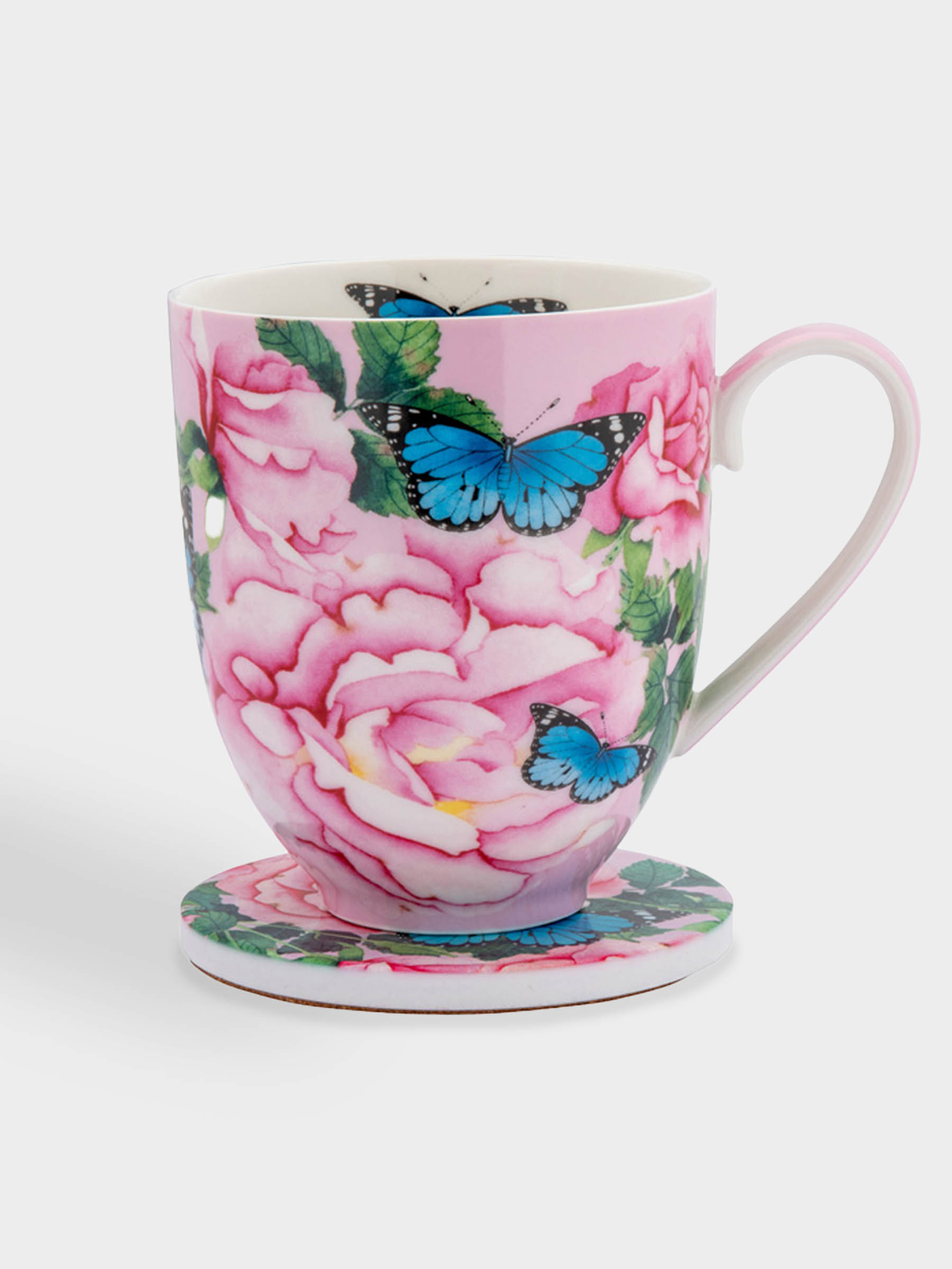 Кружка, 400 мл, с подставкой, Розы