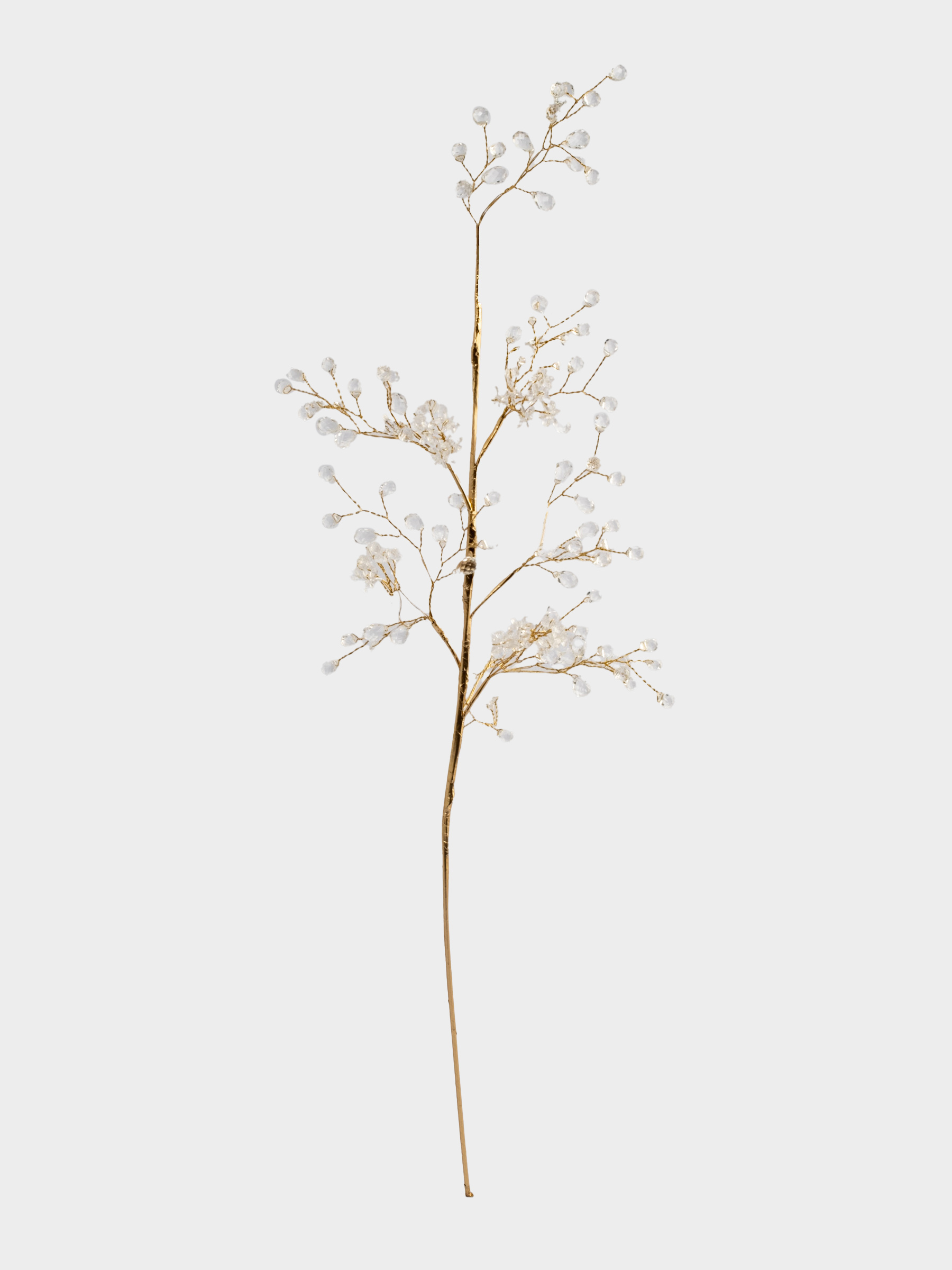 Ветка декоративная, 59 см, акрил, золотистая, Кристаллы на ветке, Event