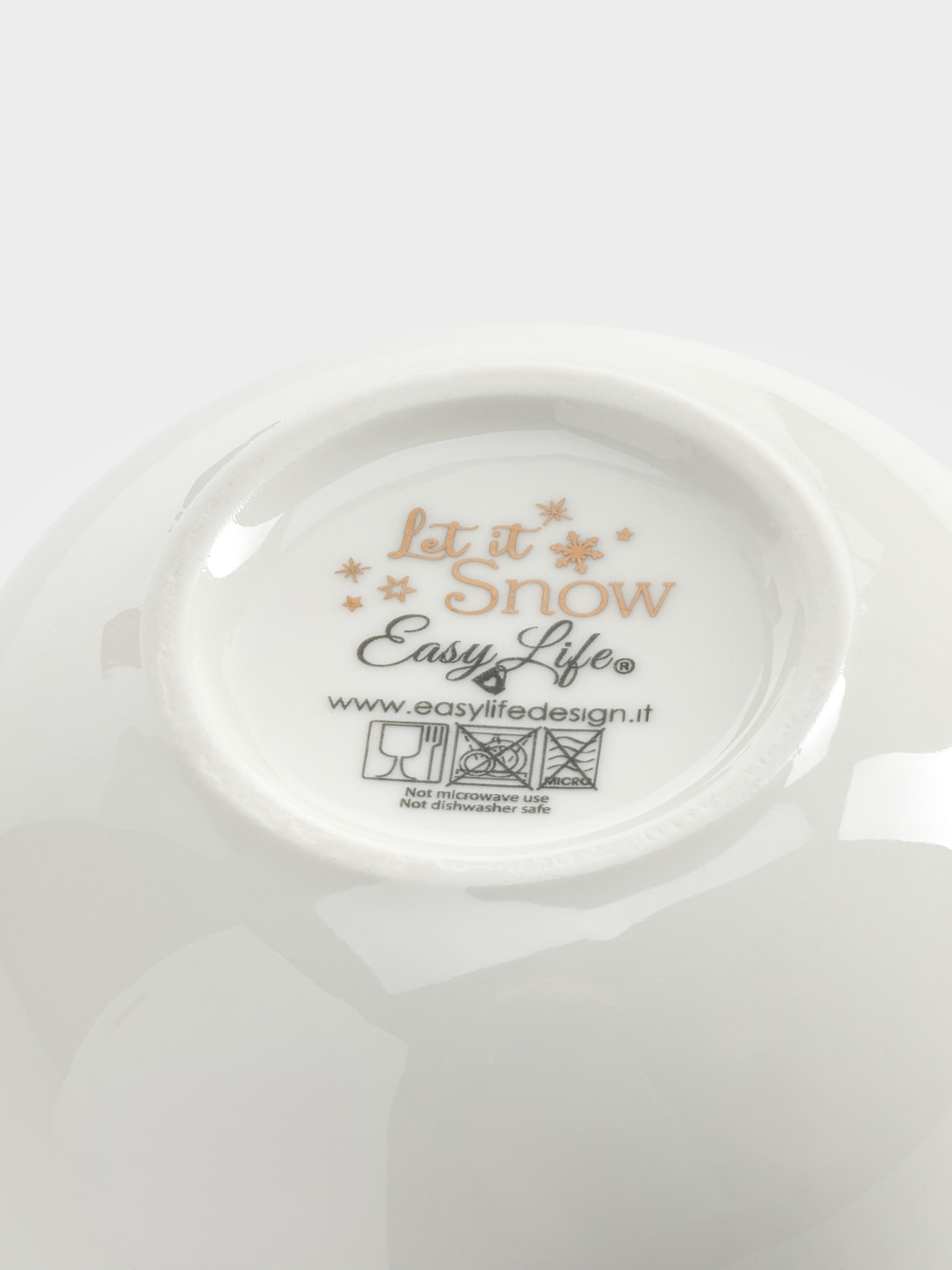 Кружка, 400 мл, фарфор P, белая, с золотым кантом, Снеговик, Let It Snow