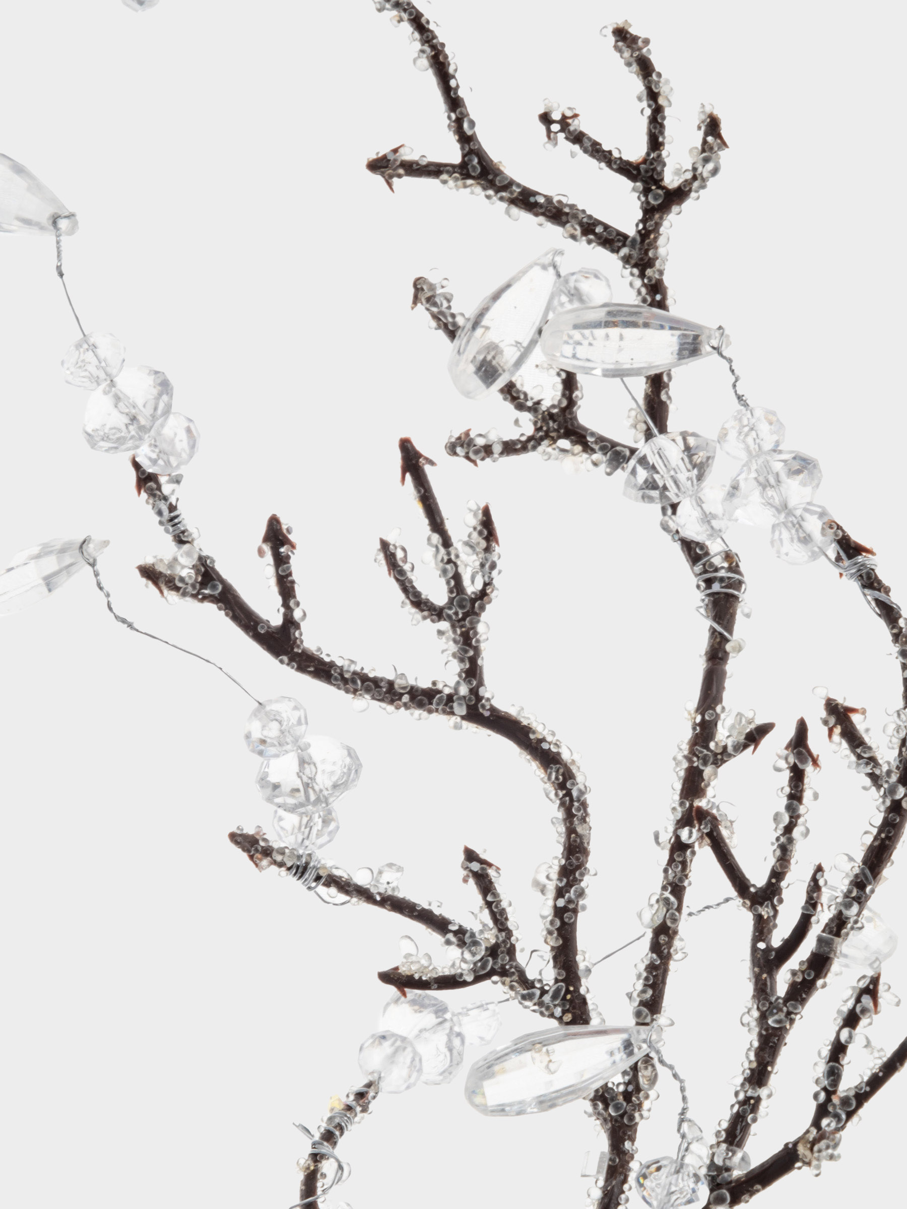 Ветка декоративная, 65 см, акрил/пластик, серебристая, Белые кристаллы, Interior silver