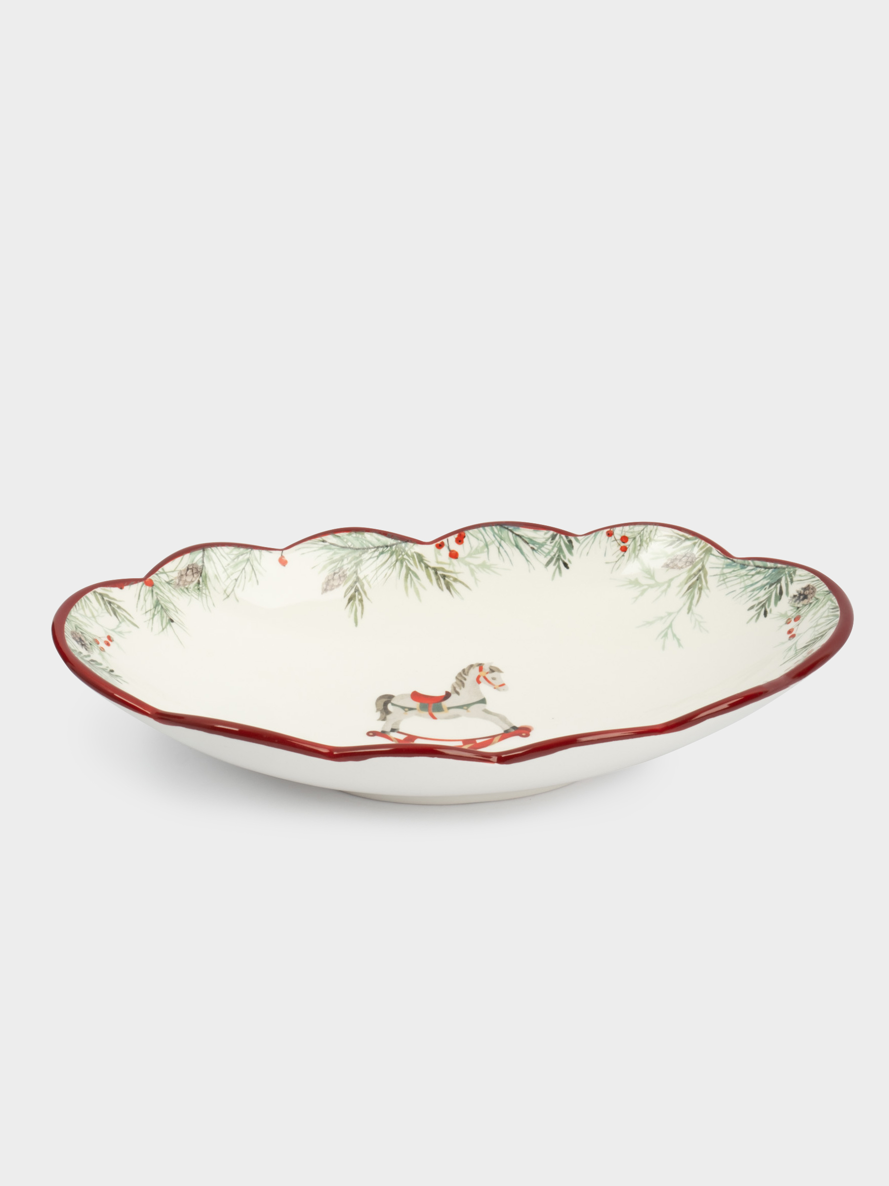 Блюдо, 31х18 см, керамика, овальное, красное, Лошадка, Festival