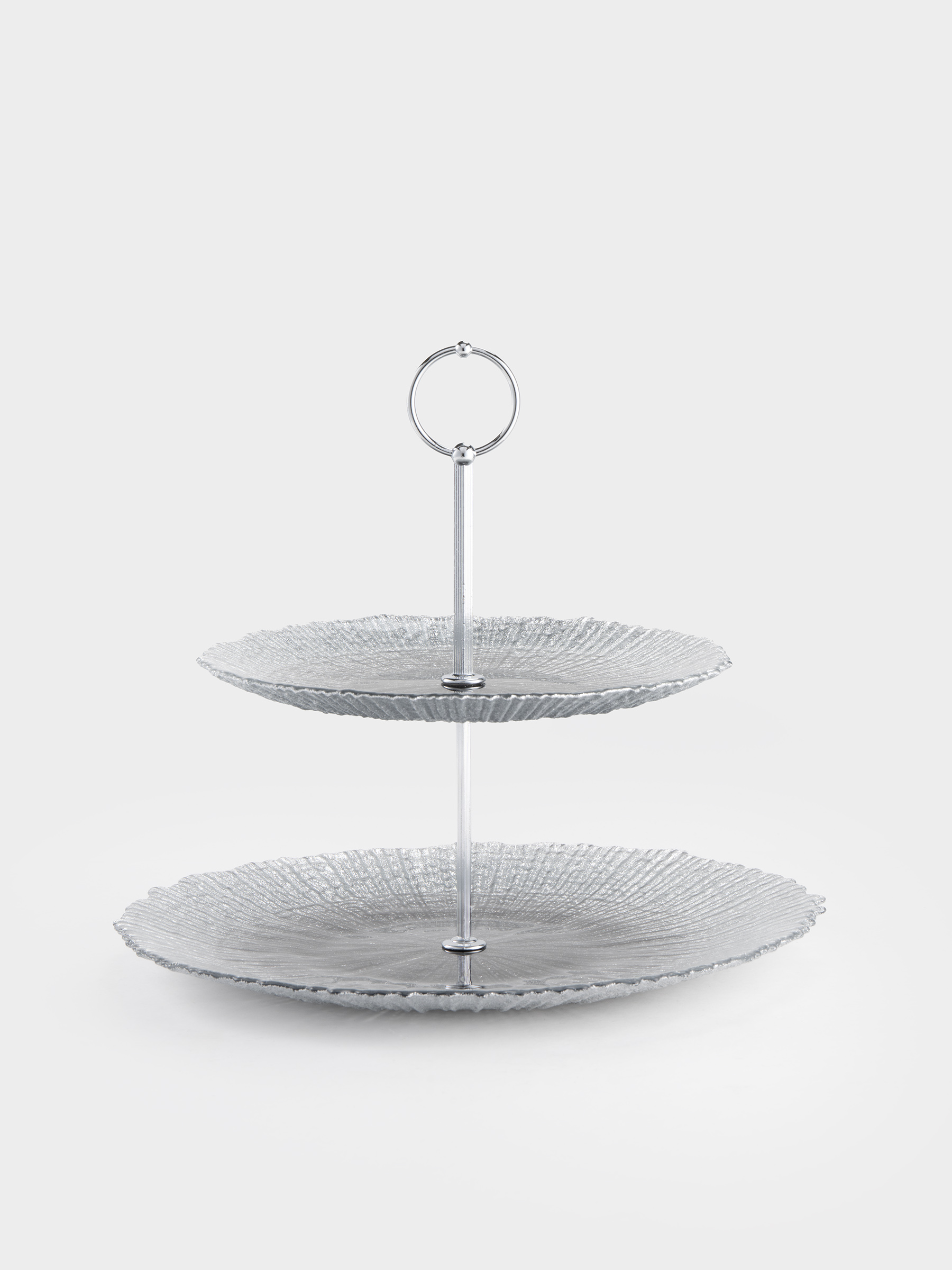 Подставка для пирожных, 21х28/26 см, 2 яруса, стекло/металл, серебристо-серая, Avila